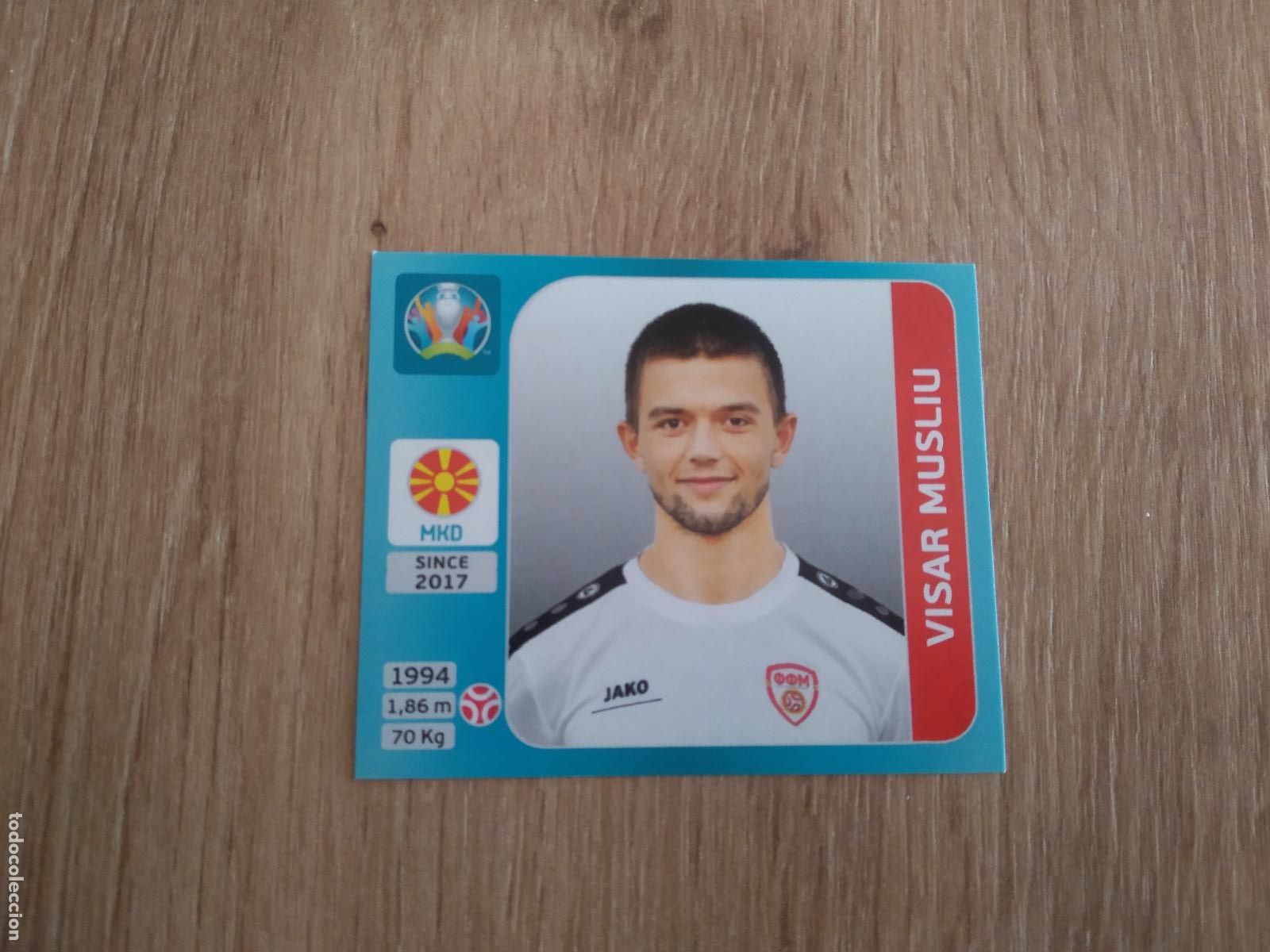 Cromos de F&uacute;tbol: 281 VISAR MUSLIU MACEDONIA CROMO PANINI EURO 2020 EUROCOPA FUTBOL TOURNAMENT VERSI&Oacute;N AZUL