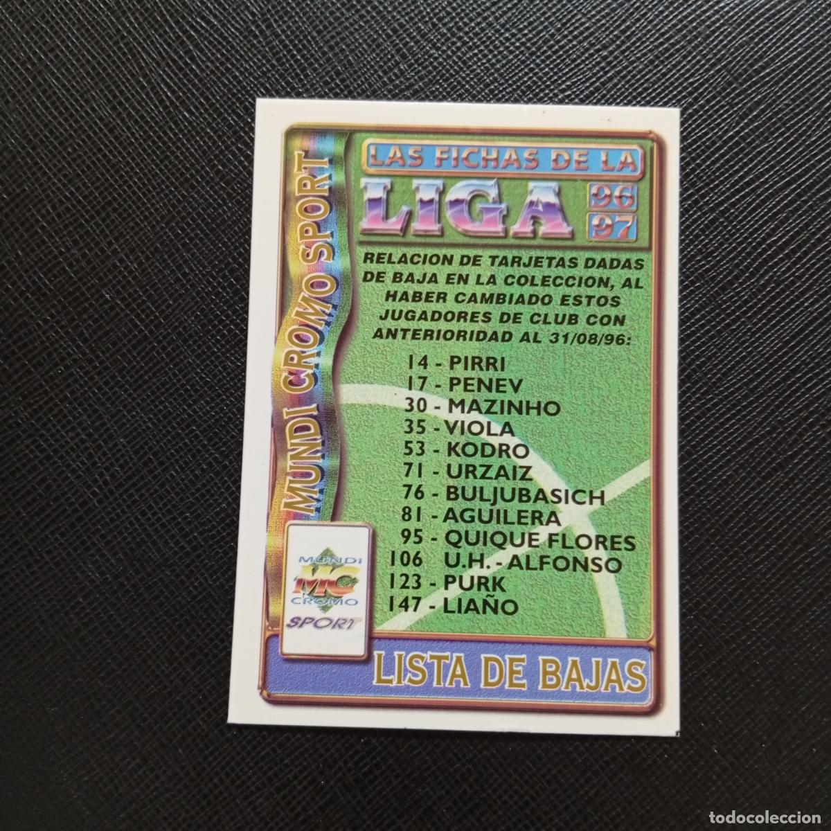 Cromos de F&uacute;tbol: LISTA DE BAJAS MUNDICROMO 1996 1997 CROMO FUTBOL 96 97 - A206 PG71