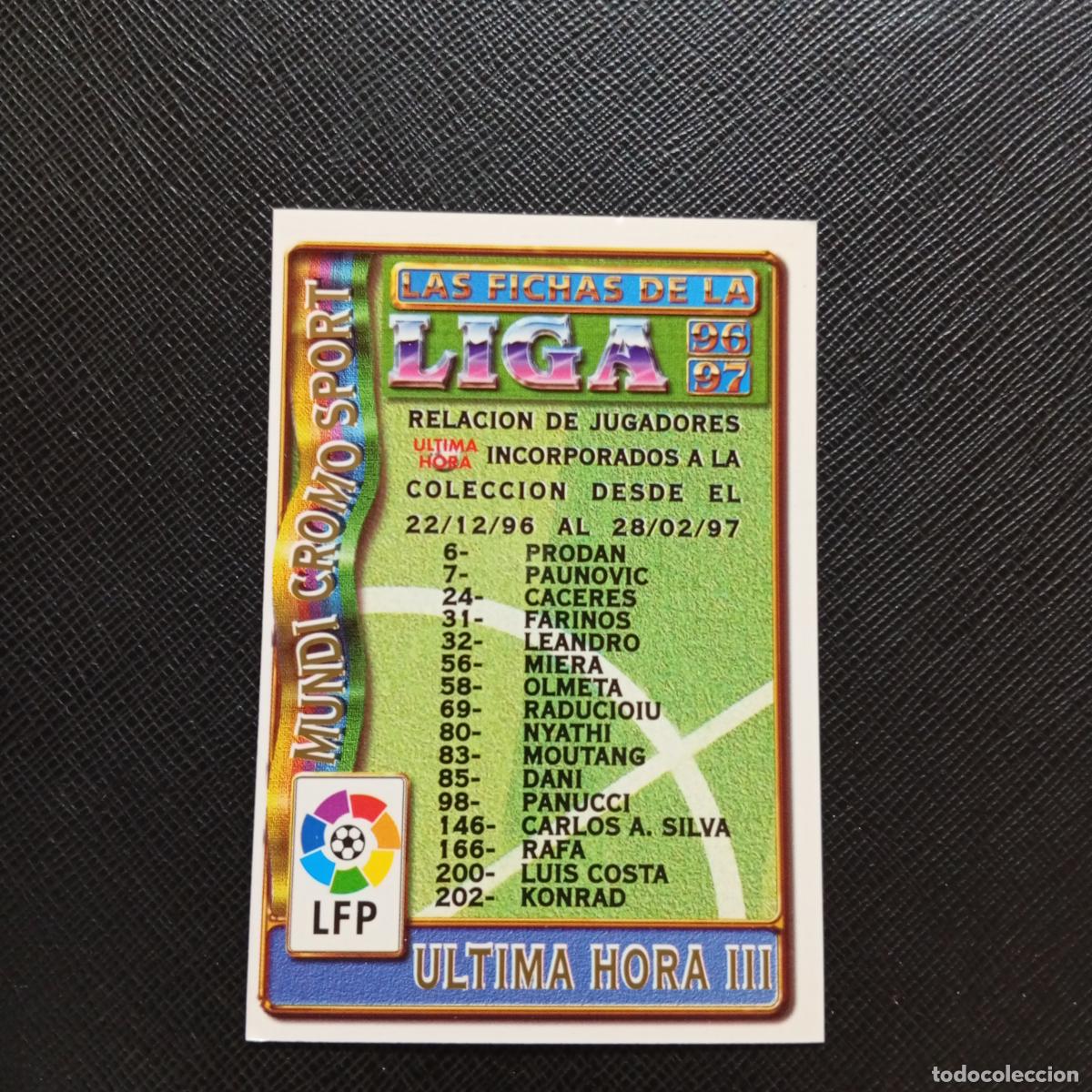 Cromos de F&uacute;tbol: INDICE ULTIMA HORA III MUNDICROMO 1996 1997 CROMO FUTBOL 96 97 - A206 PG71 CORREGIDO