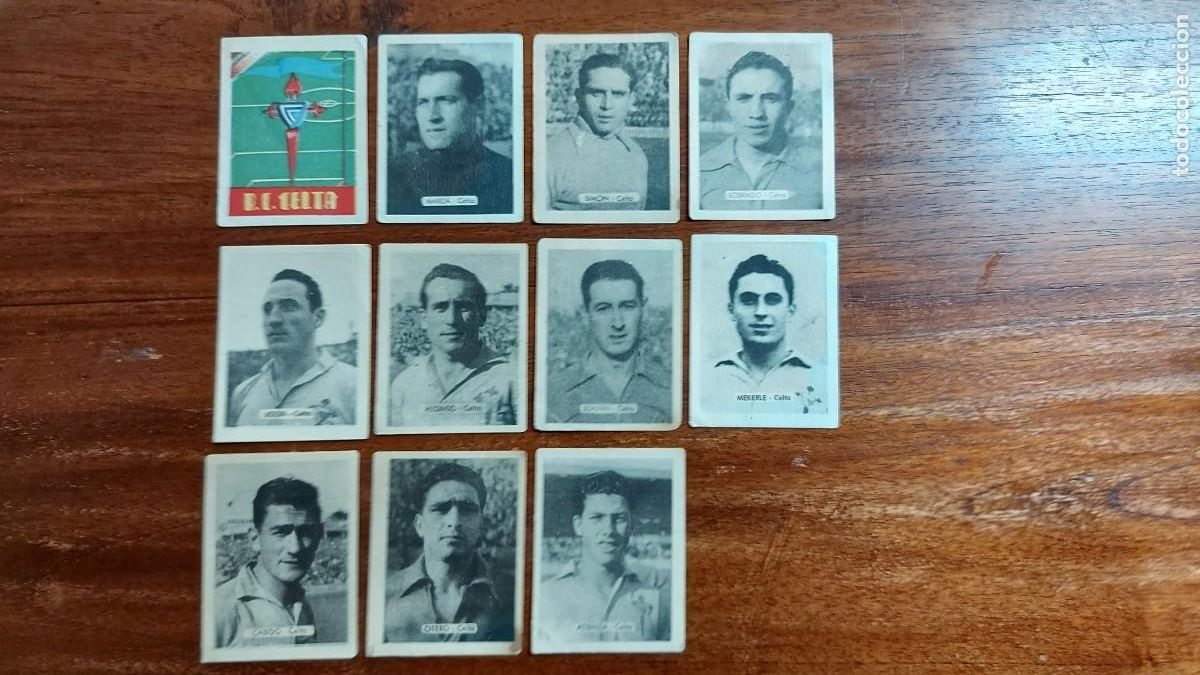Cromos de F&uacute;tbol: REAL CELTA DE VIGO - CAMPEONATOS NACIONALES Ruiz Romero 1950/51 Liga 50/51 - 8 cromos sin pegar