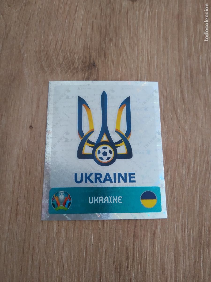 Cromos de F&uacute;tbol: 310 ESCUDO UCRANIA CROMO PANINI EURO 2020 EUROCOPA FUTBOL TOURNAMENT VERSI&Oacute;N AZUL