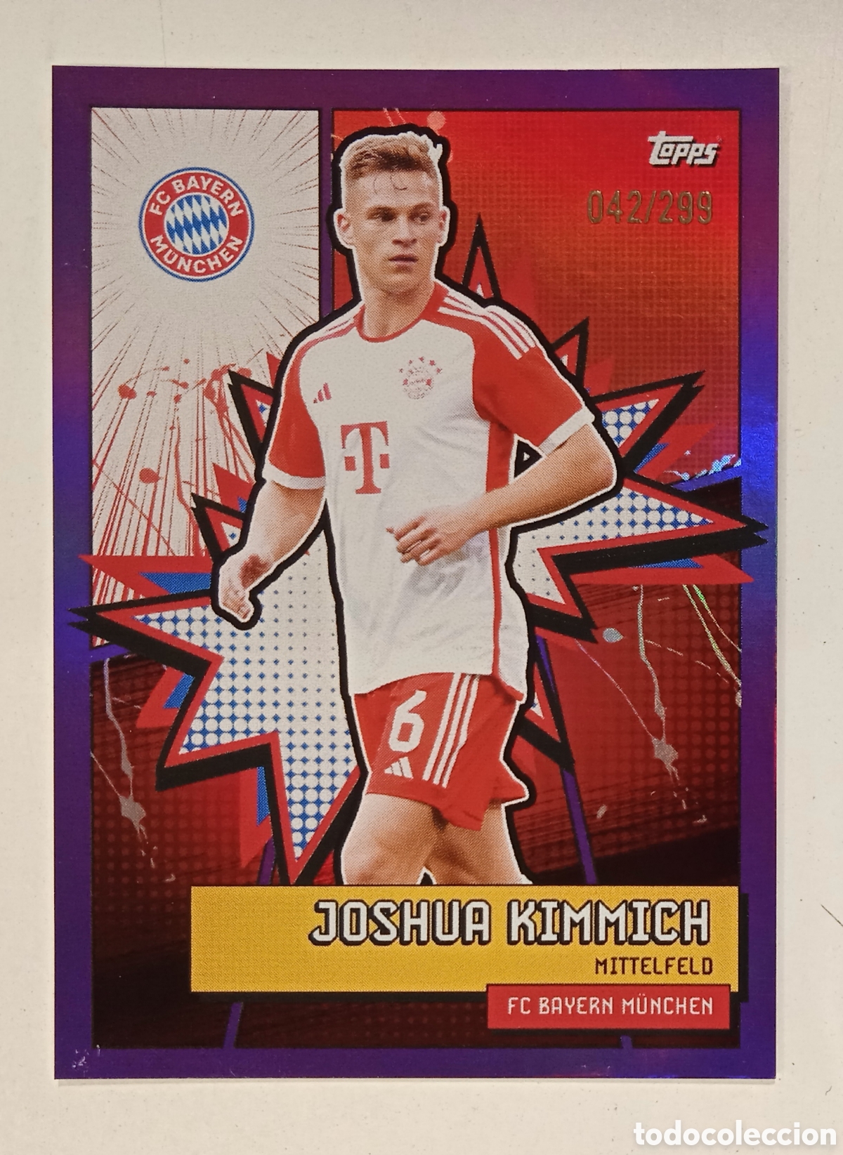 Cromos de F&uacute;tbol: Topps Bayern Munich Fan Set F&uacute;tbol 2023 2024 23 24 FCBH-5 Joshua Kimmich P&uacute;rpura /299