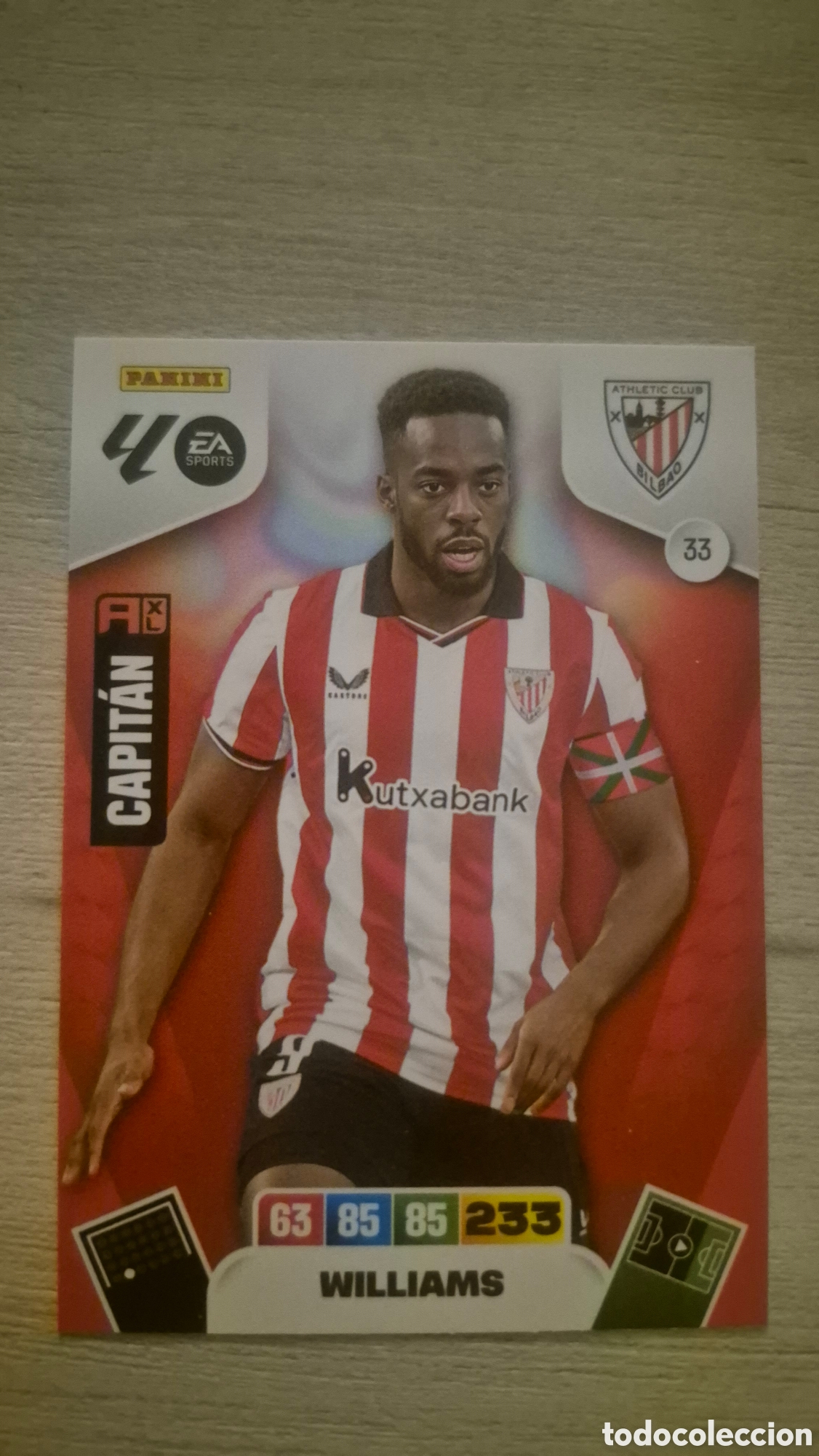 Cromos de F&uacute;tbol: N&deg;33 Athletic Bilbao Williams Adrenalyn 25/26