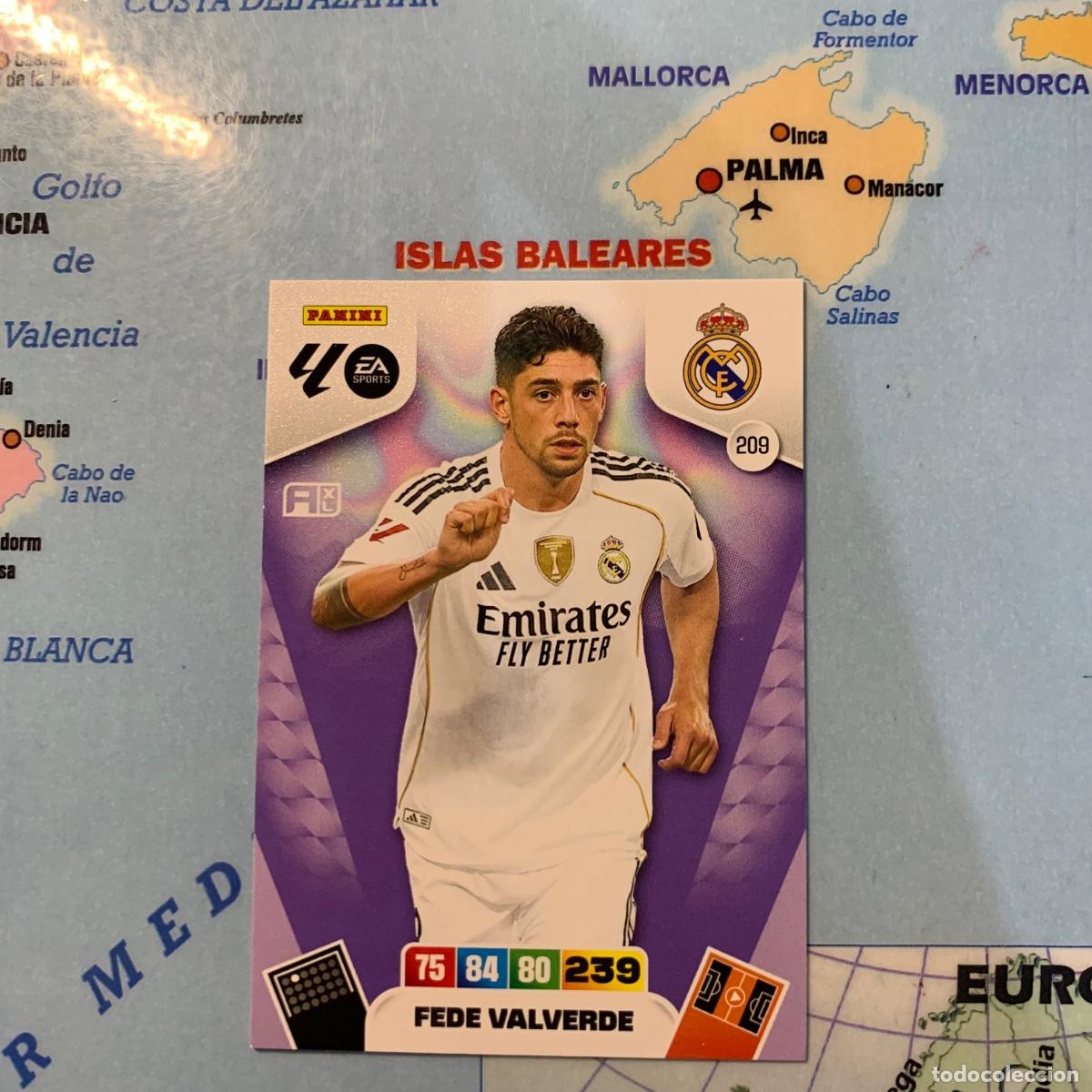 Cromos de F&uacute;tbol: Fede Valverde n&uacute;mero 209 del Real Madrid cromo adrenalyn XL 25-26 2025-2026
