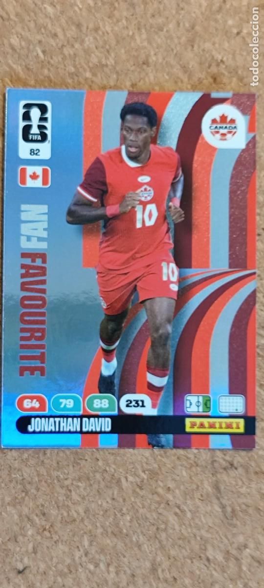 Cromos de F&uacute;tbol: ADRENALYN XL FIFA WORLD CUP 2026 CARD FANS FAVOURITE JONATHAN DAVID CANADA # 82 PANINI
