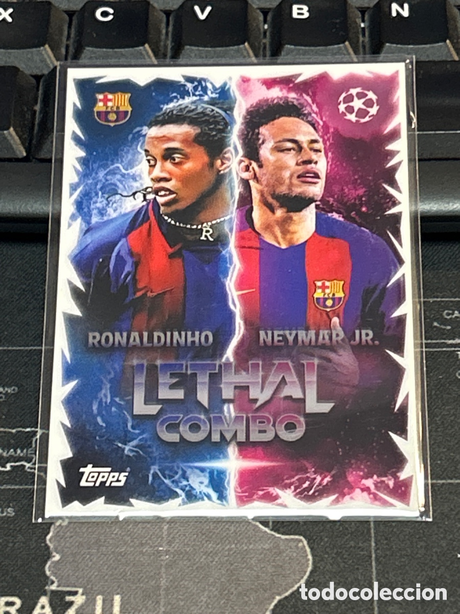 Cromos de F&uacute;tbol: LC-RN RONALDINHO NEYMAR JR BARCELONA LETHAL COMBO TOPPS MATCH ATTAX CHAMPIONS LEAGUE 2025 2026 25 26