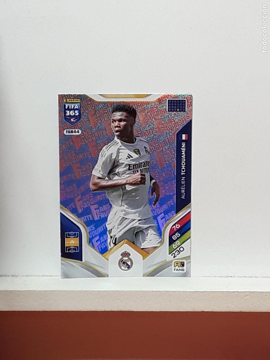 Cromos de F&uacute;tbol: FIFA 365 ADRENALYN 2025 2026 25 26 ALBUM PANINI LIGA N FAN44 FAN 44 REAL MADRID AZUL TCHOUAMENI