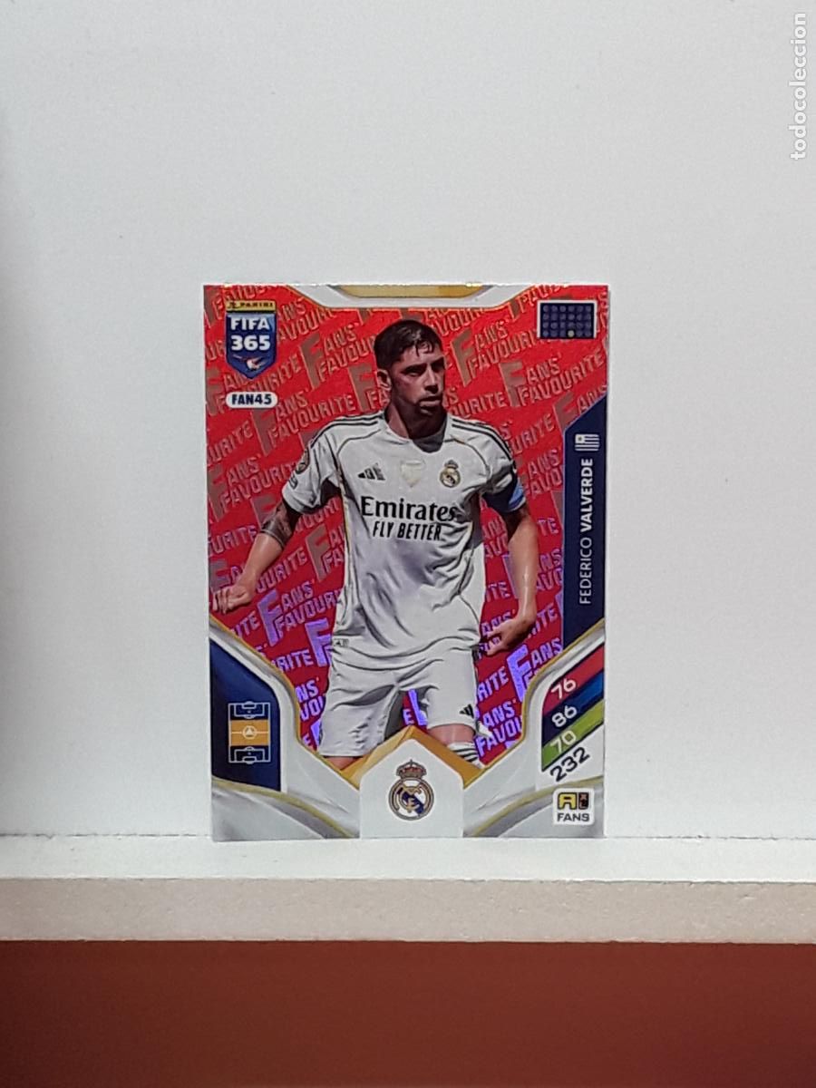 Cromos de F&uacute;tbol: FIFA 365 ADRENALYN 2025 2026 25 26 ALBUM PANINI LIGA N FAN45 FAN 45 REAL MADRID ROJO FEDE VALVERDE