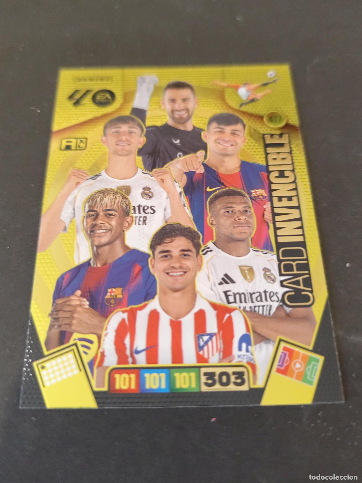 Cromos de F&uacute;tbol: 477 INVENCIBLE HUIJSEN PEDRI LAMINE YAMAL MBAPP&Eacute; JULI&Aacute;N &Aacute;LVAREZ ADRENALYN 2025 2026 25 26