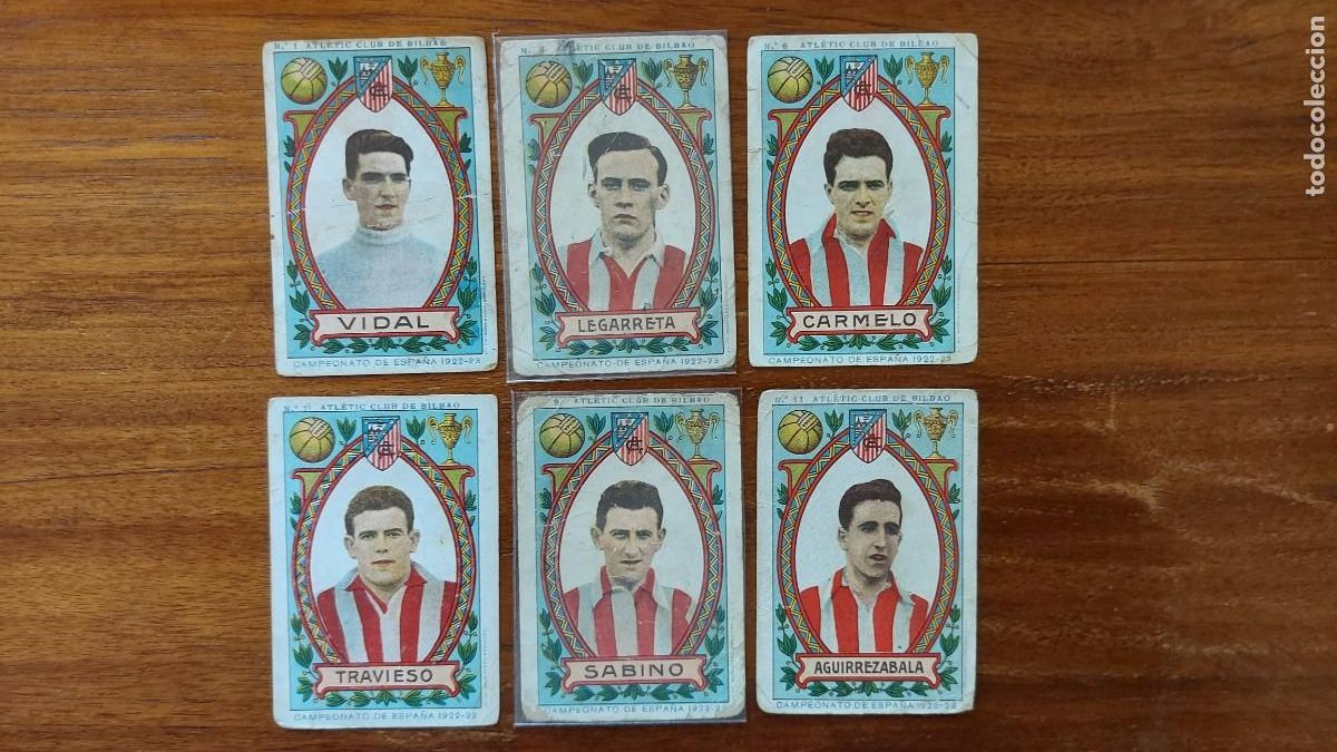 Cromos de f&uacute;tbol: ATHLETIC CLUB DE BILBAO - CAMPEONATO ESPA&Ntilde;A 1922-23 - 6 cromos diferentes - JUNCOSA y otras marcas
