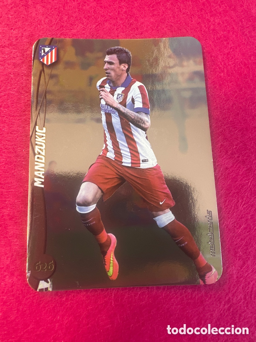 Football Stickers: 626 MANDZUKIC (AT.MADRID) TOP VERSI&Oacute;N BRILLO LISO MUNDICROMO 2015 14 15 METALCARD