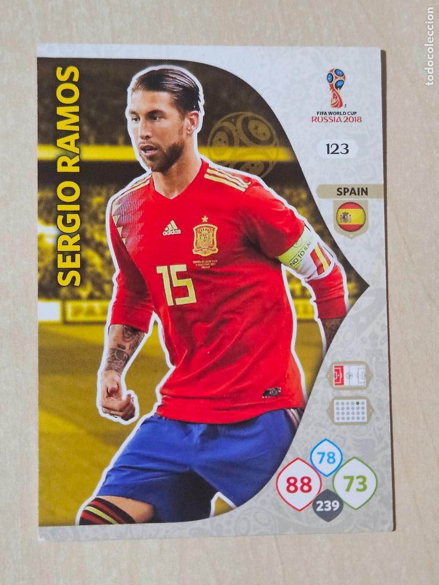 Cromos de F&uacute;tbol: N&ordm; 123 SERGIO RAMOS - ADRENALYN 2018 MUNDIAL RUSIA - CROMO FICHA - ESPA&Ntilde;A