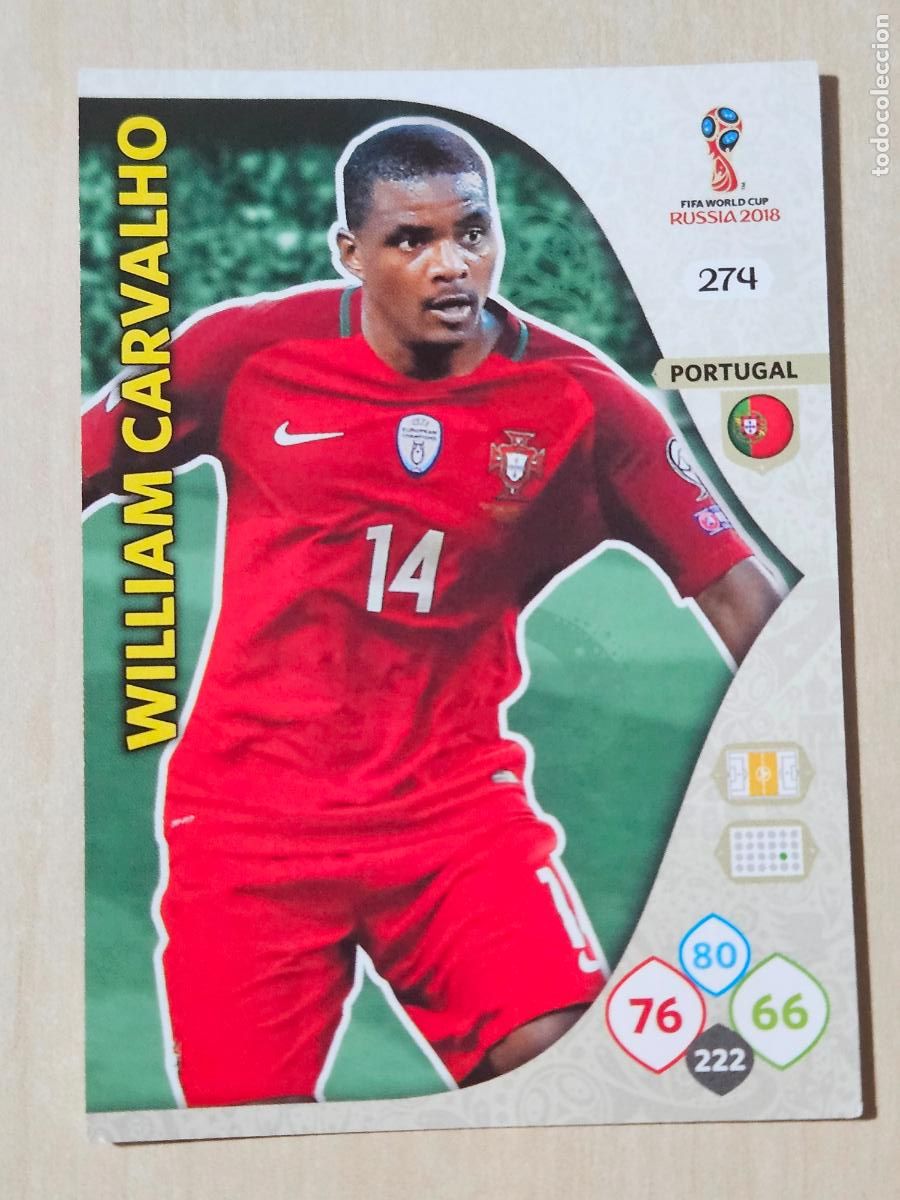 Cromos de F&uacute;tbol: N&ordm; 274 WILLIAM CARVALHO - ADRENALYN 2018 MUNDIAL RUSIA - CROMO FICHA - PORTUGAL