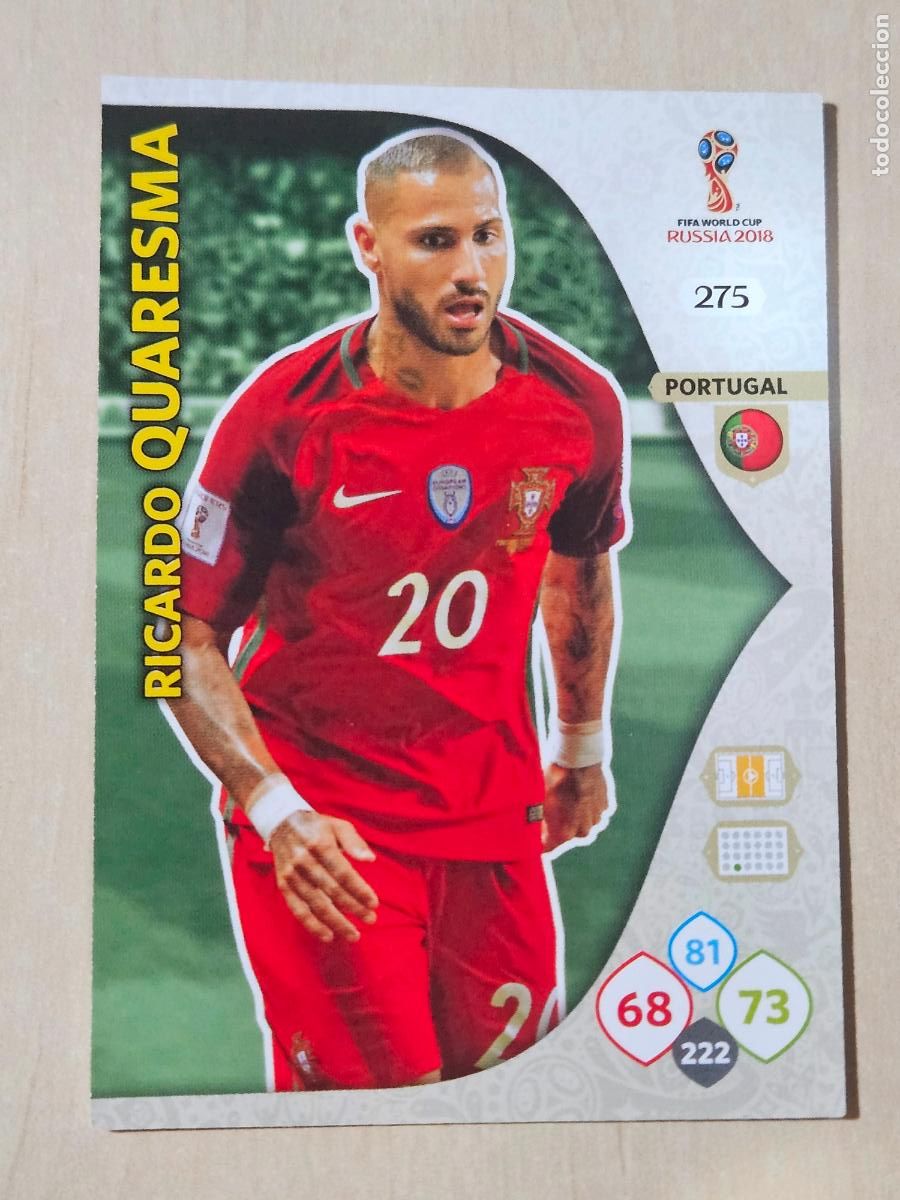 Cromos de F&uacute;tbol: N&ordm; 275 RICARDO QUARESMA - ADRENALYN 2018 MUNDIAL RUSIA - CROMO FICHA - PORTUGAL