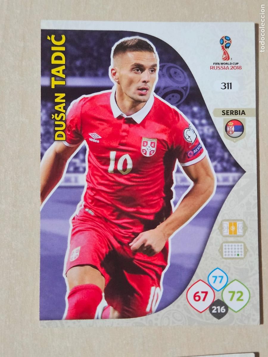 Cromos de F&uacute;tbol: N&ordm; 311 TADIC - ADRENALYN 2018 MUNDIAL RUSIA - CROMO FICHA - SERBIA