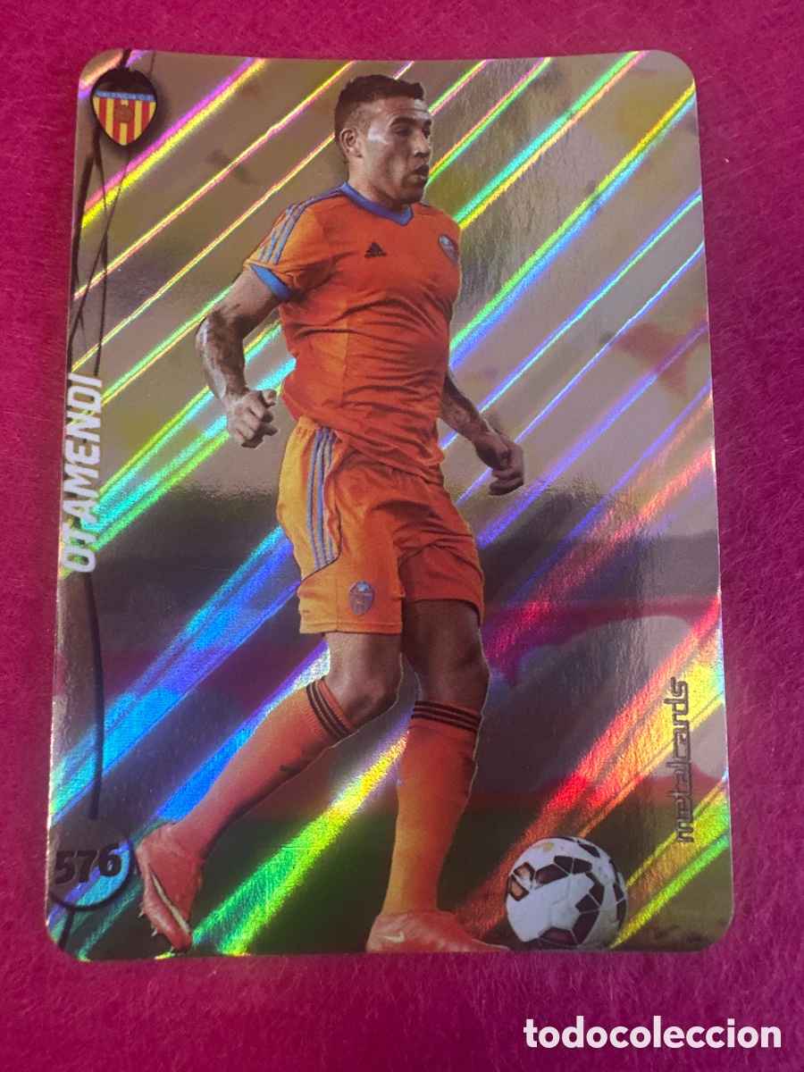 Fu&szlig;ball-Sticker: 576 OTAMENDI (VALENCIA) TOP VERSI&Oacute;N DIAGONALES MUNDICROMO 2015 14 15 METALCARD