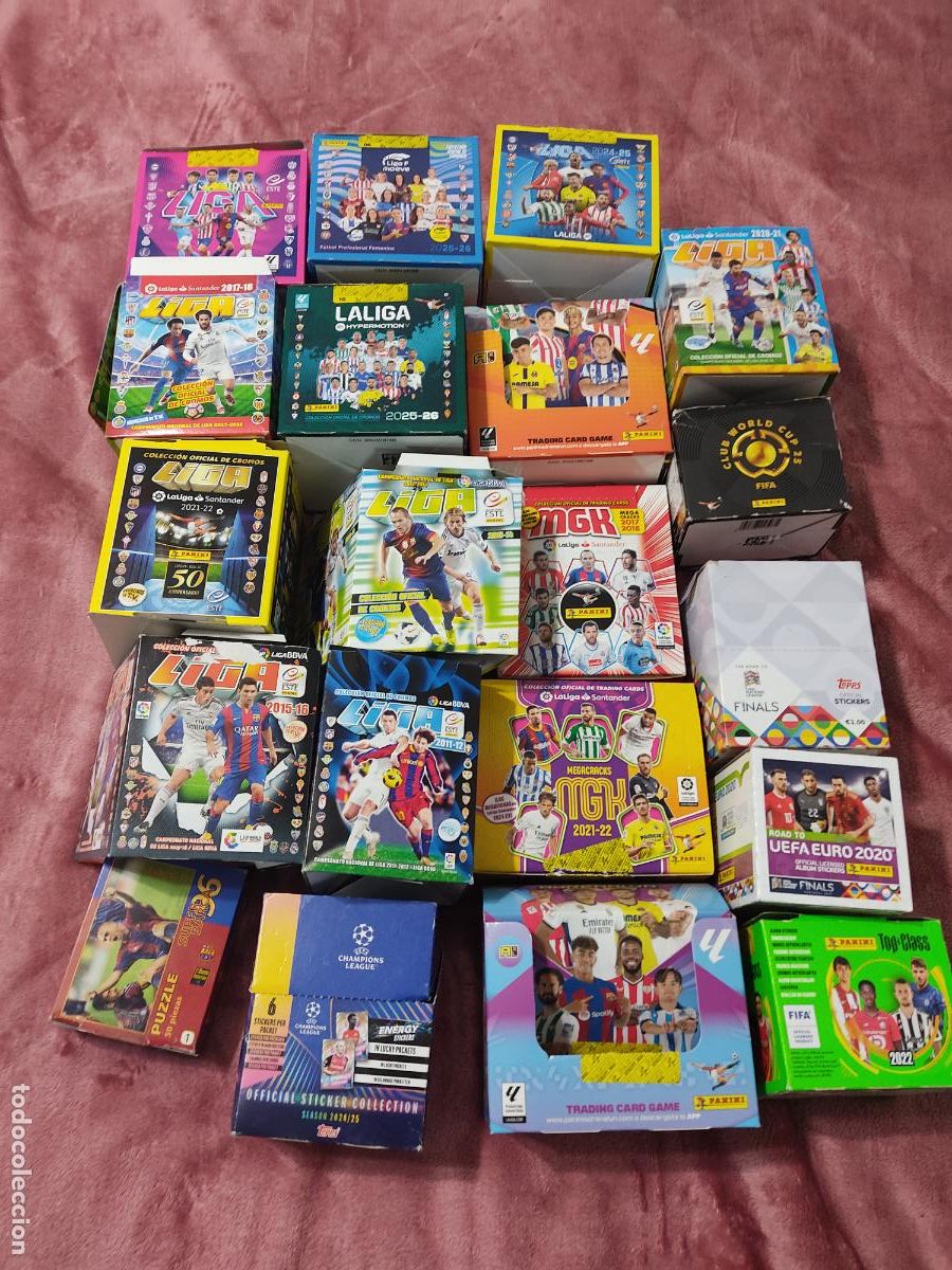 Cromos de F&uacute;tbol: LOTE DE 20 CAJAS VACIAS FUTBOL PANINI ESTE MUNDICROMO MEGACRACKS ADRENALYN XL