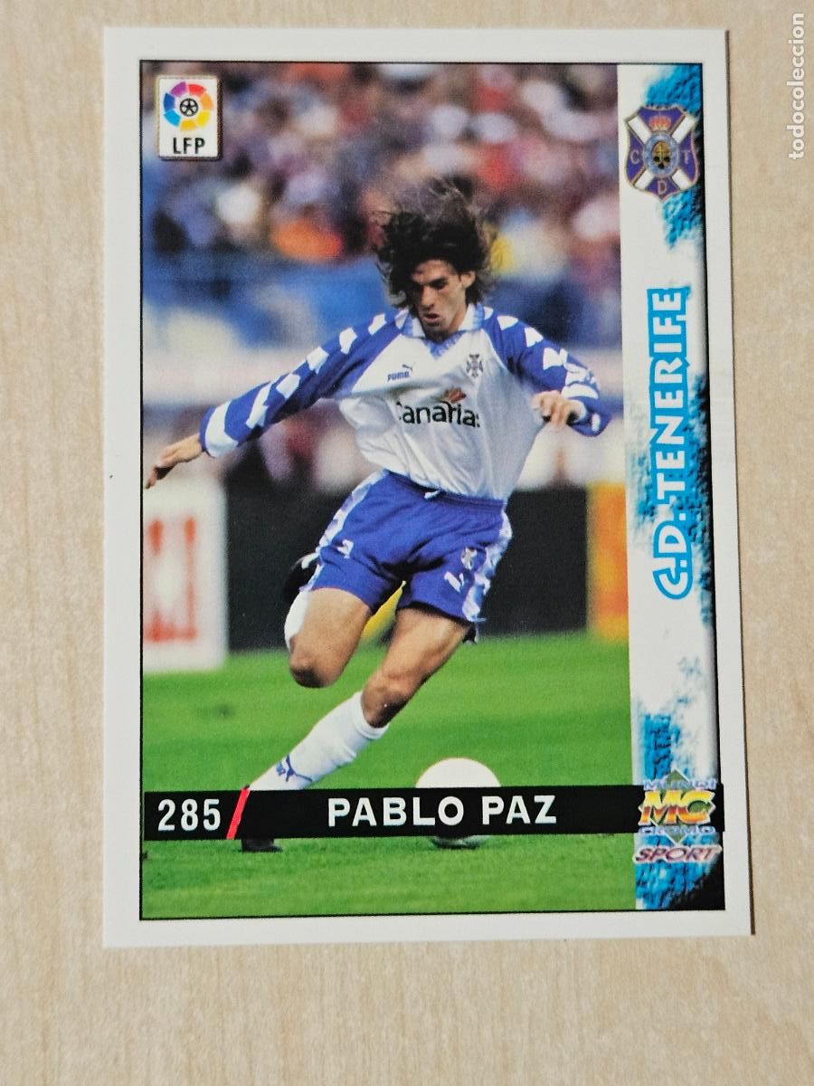 Football Stickers: N&ordm; 285 PABLO PAZ - MUNDICROMO - FICHAS DE LA LIGA 98 99 - TENERIFE