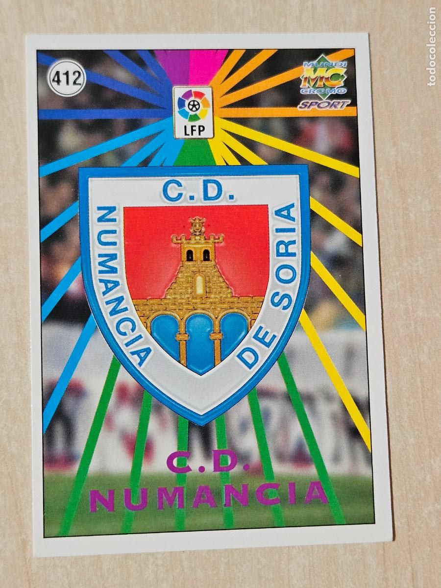 Cromos de F&uacute;tbol: N&ordm; 412 NUMANCIA - MUNDICROMO - FICHAS DE LA LIGA 98 99 - ESCUDO SEGUNDA DIVISION LETRAS MORADAS