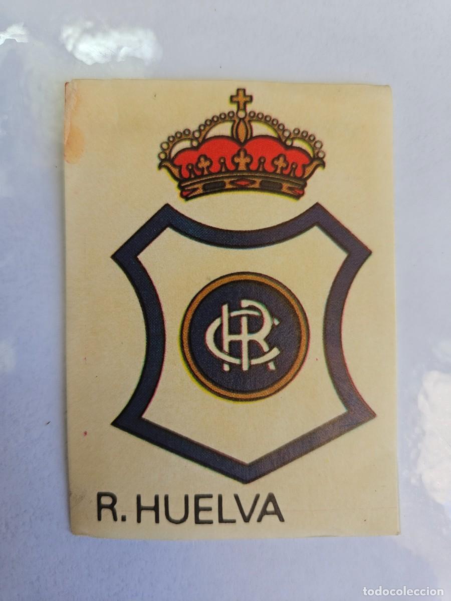 Fu&szlig;ball-Sticker: 128 ESCUDO RECREATIVO DE HUELVA SEGUNDA DIVISION LIGA 1983 1984 MAGA. VERSION FONDO BLANCO