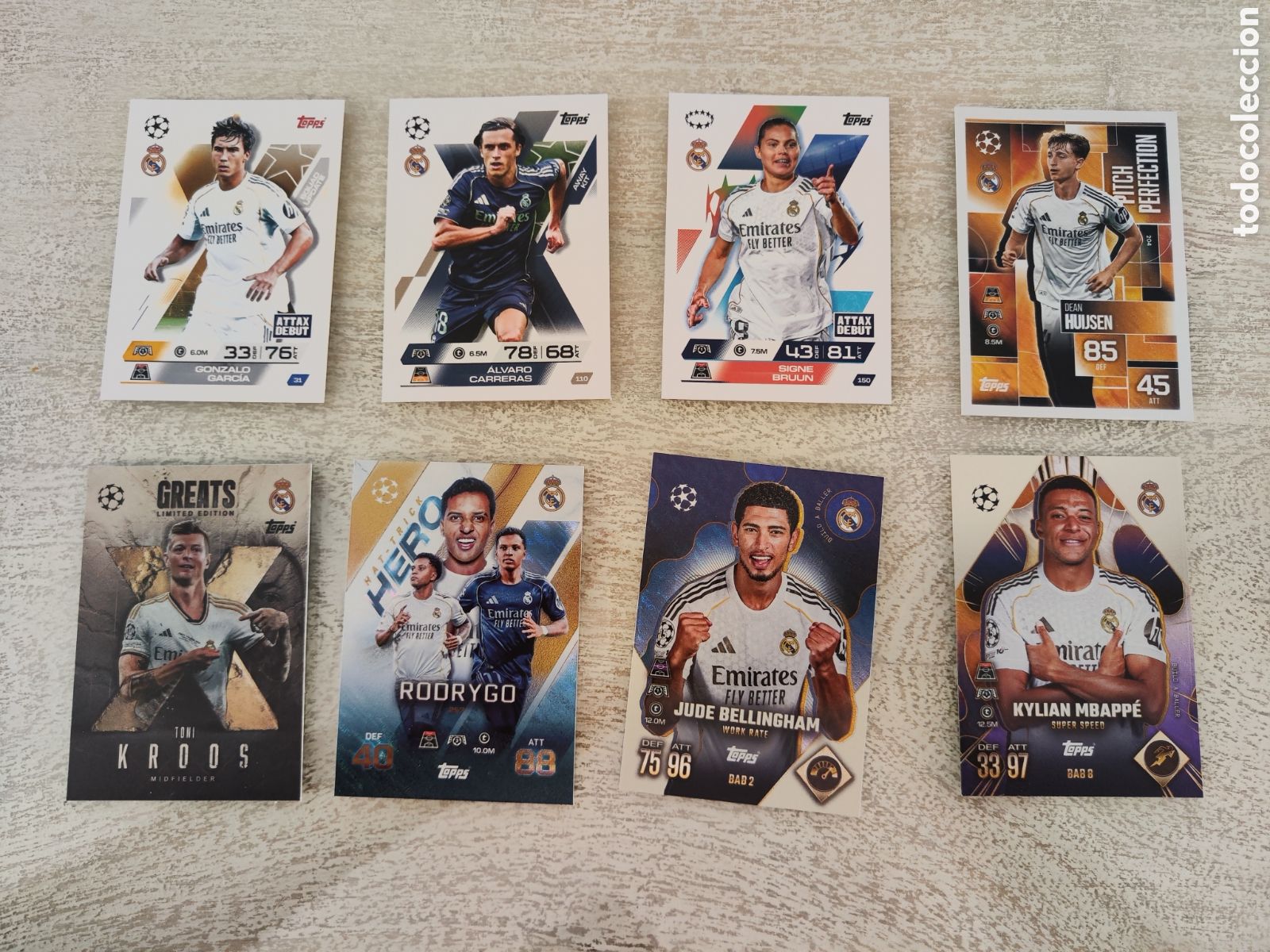 Cromos de Futebol: Lote 8 cromos Real Madrid topps match attax champions league 25 26