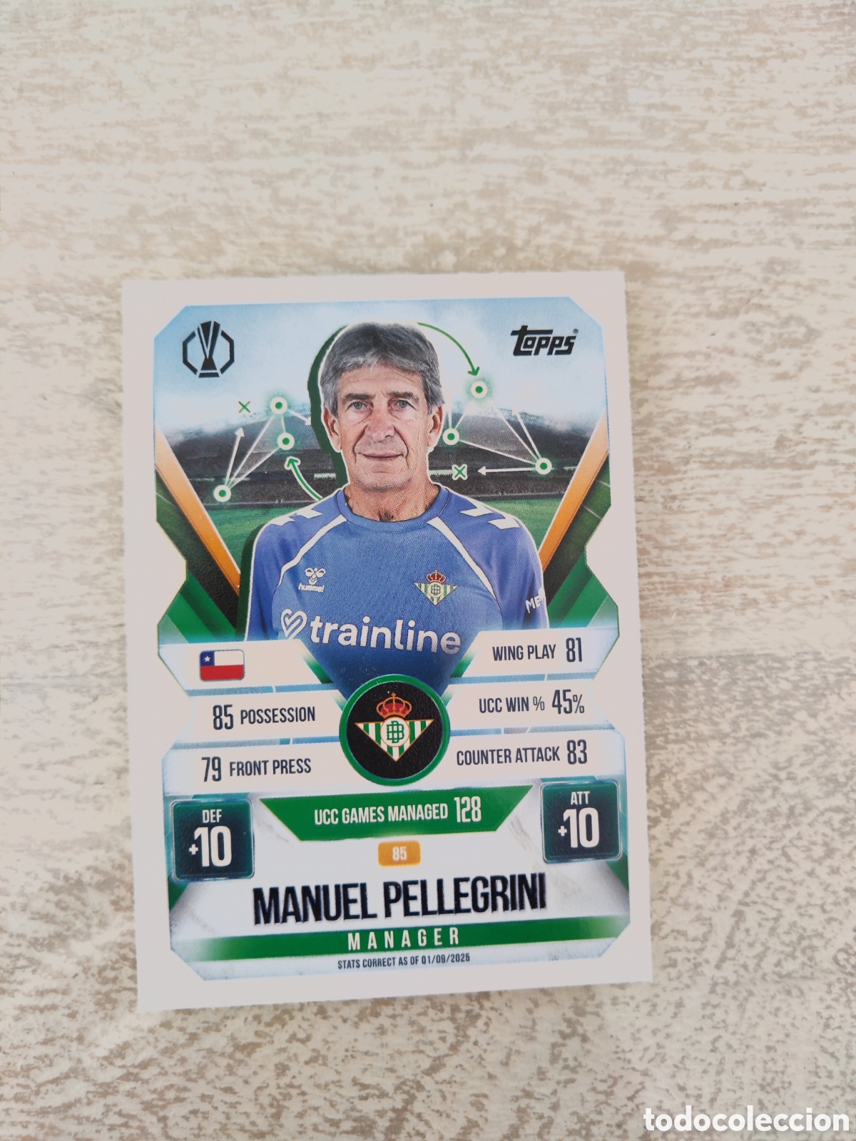 Cromos de F&uacute;tbol: Topps Match attax 25 26 128 Real Betis Manuel Pellegrini manager