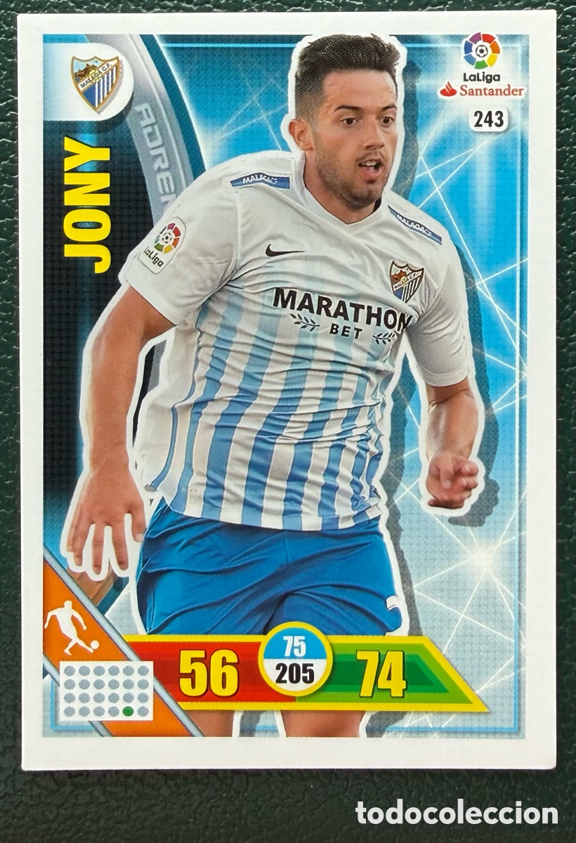 Fu&szlig;ball-Sticker: 243 JONY MALAGA CF FICHAS ALBUM ADRENALYN XL 2016 2017 16 17