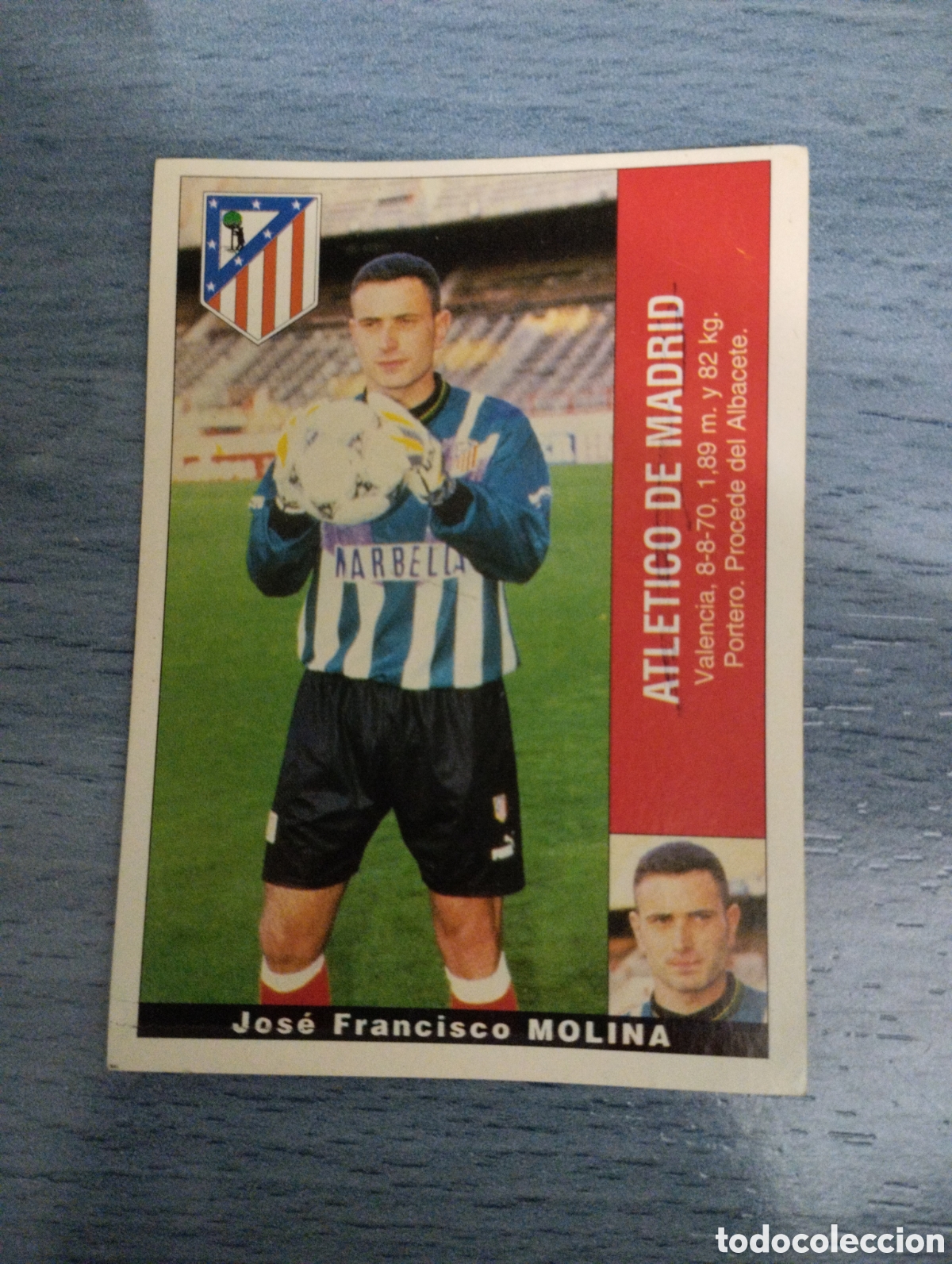 Cromos de F&uacute;tbol: Cromo Panini liga 95 96 coloca Molina atl&eacute;tico de madrid sin pegar
