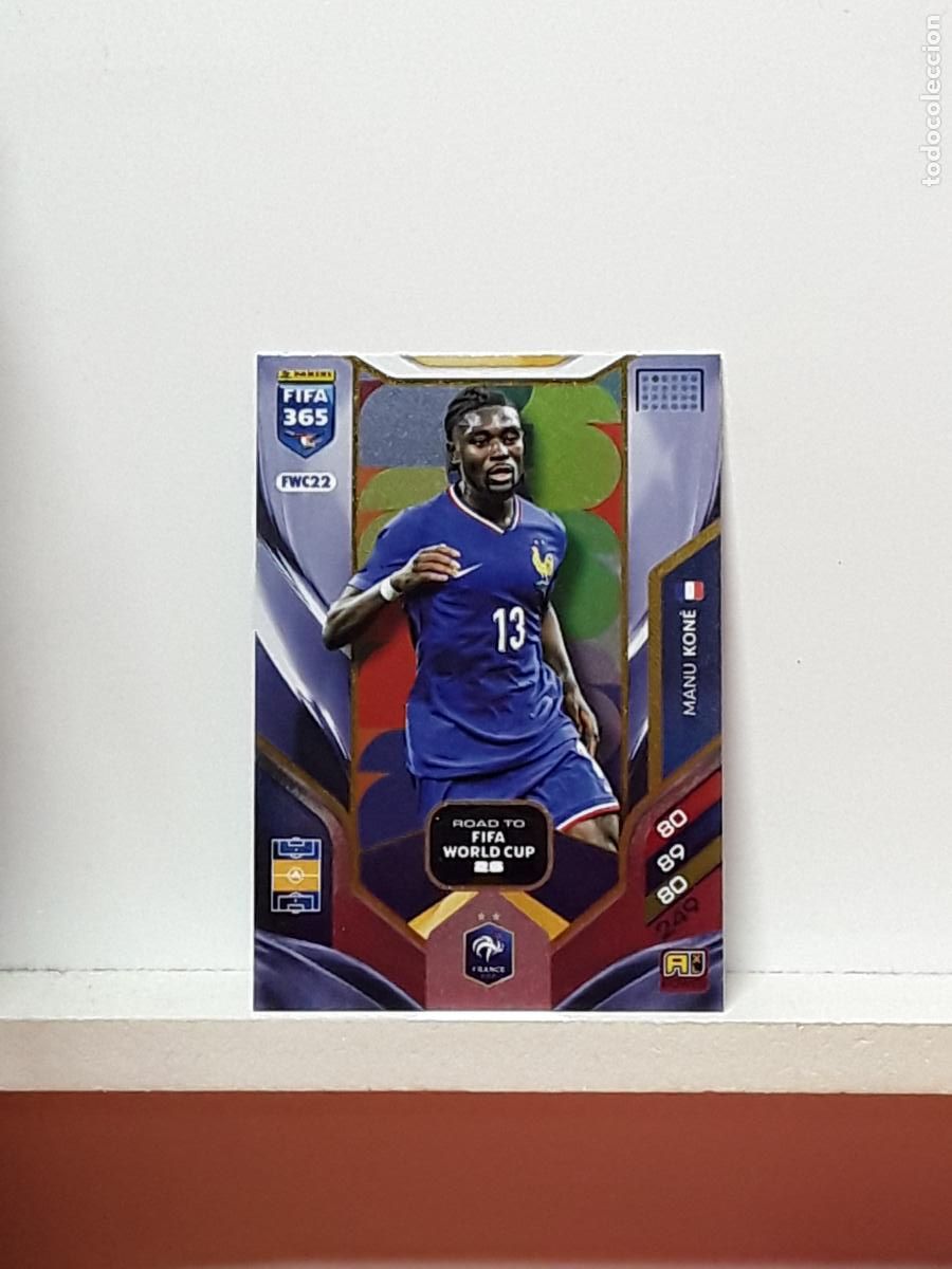 Cromos de F&uacute;tbol: FIFA 365 ADRENALYN 2025 2026 25 26 ALBUM PANINI LIGA N FWC22 FWC 22 FRANCIA MANU KONE