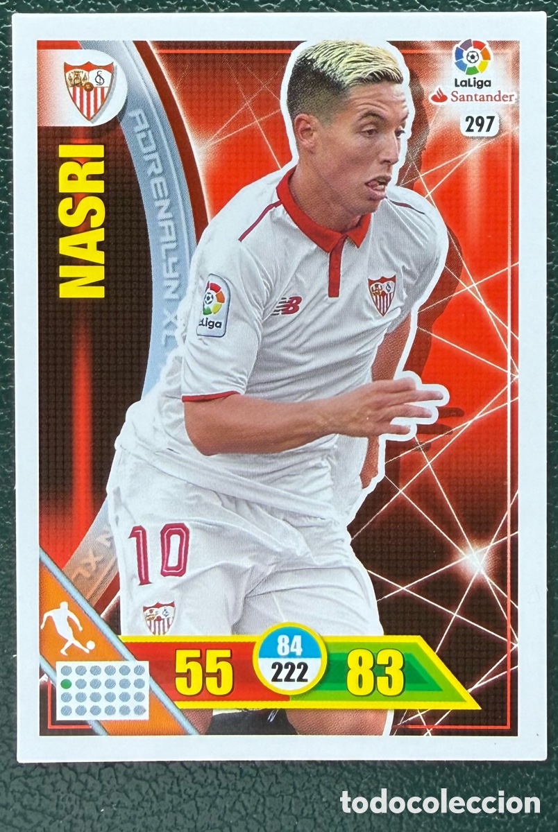 Cartes &agrave; collectionner de Football: 297 NASRI SEVILLA FC FICHAS ALBUM ADRENALYN XL 2016 2017 16 17
