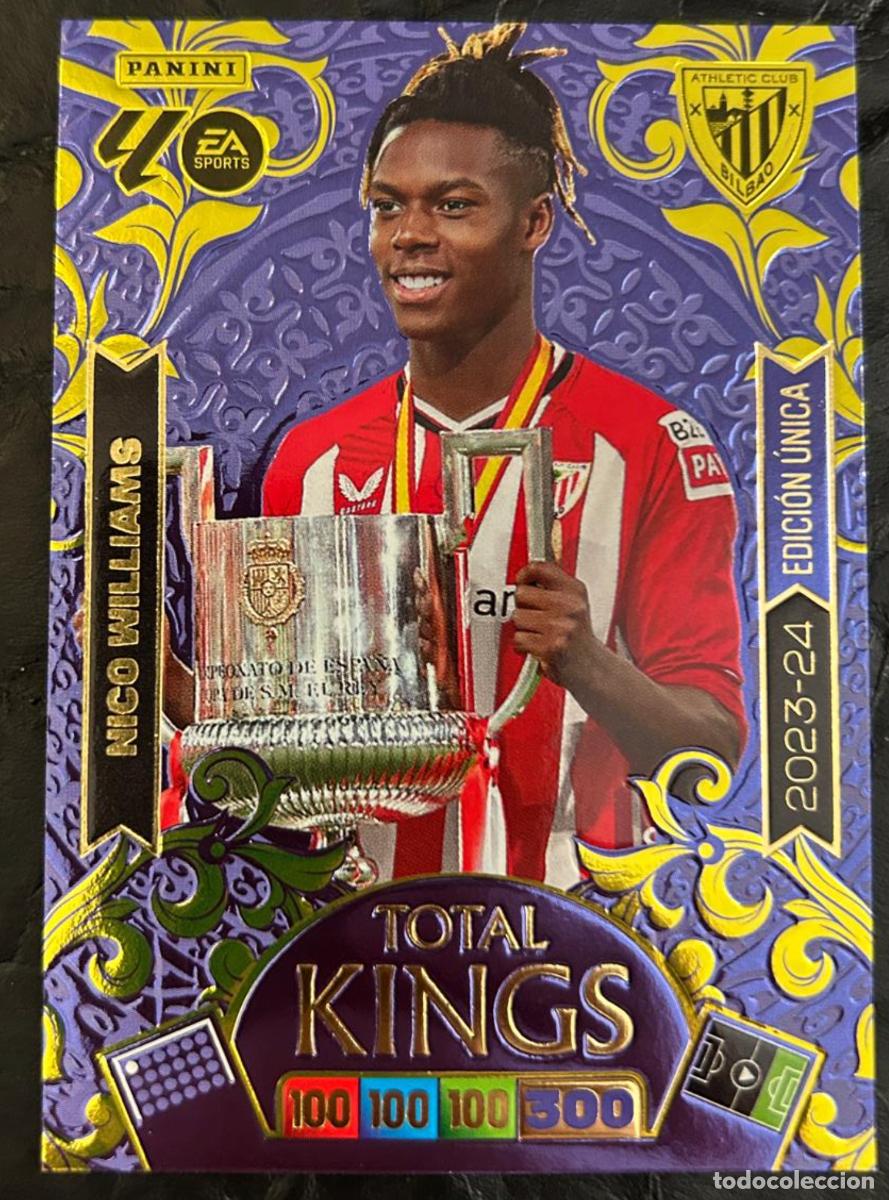 Cromos de F&uacute;tbol: Nico Williams 2023-24 (Athletic Bilbao) Total Kings (Dream Box) Adrenalyn XL 2025-26 (Panini)