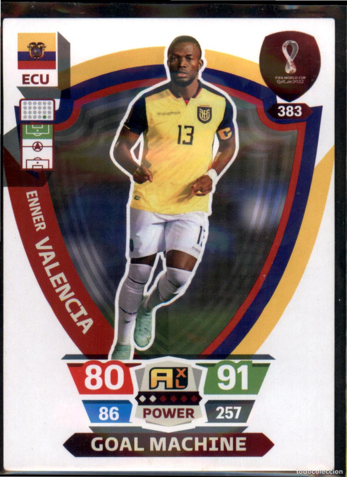Cromos de F&uacute;tbol: Valencia Goal Machine N&ordm; 383 Ecuador Mundial Catar Qatar Adrenalyn XL 2022 Panini 22 FIFA World Cup