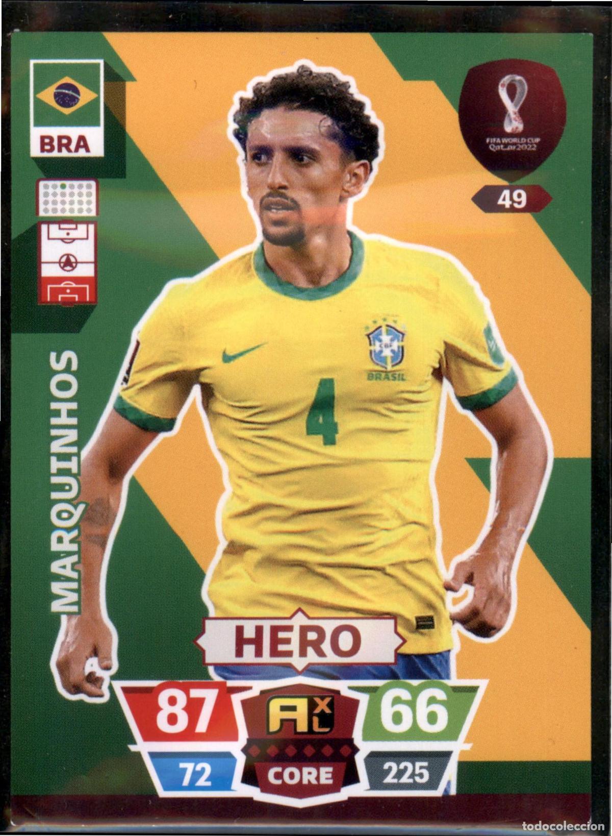 Cromos de F&uacute;tbol: Marquinhos Hero N&ordm; 49 Brasil Mundial Catar Qatar Adrenalyn XL 2022 Panini 22 FIFA World Cup