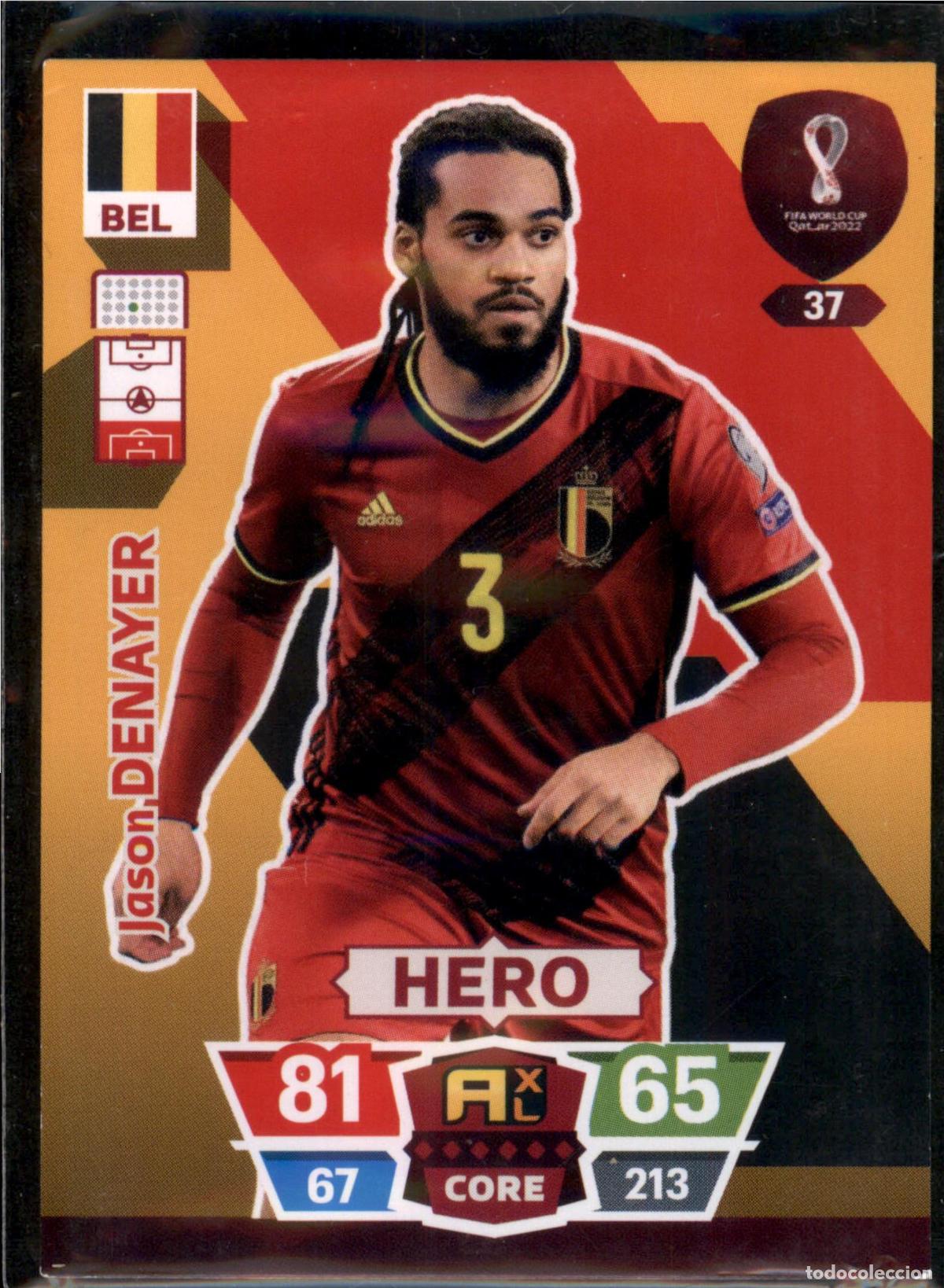 Cromos de F&uacute;tbol: Denayer Hero N&ordm; 37 B&eacute;lgica Mundial Catar Qatar Adrenalyn XL 2022 Panini 22 FIFA World Cup