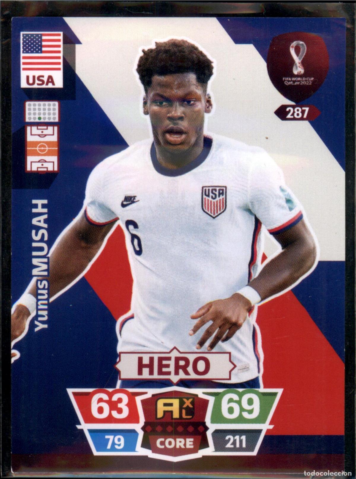 Cromos de F&uacute;tbol: Musah Hero N&ordm; 287 Estados Unidos Mundial Qatar Adrenalyn XL 2022 Panini 22 FIFA World Cup