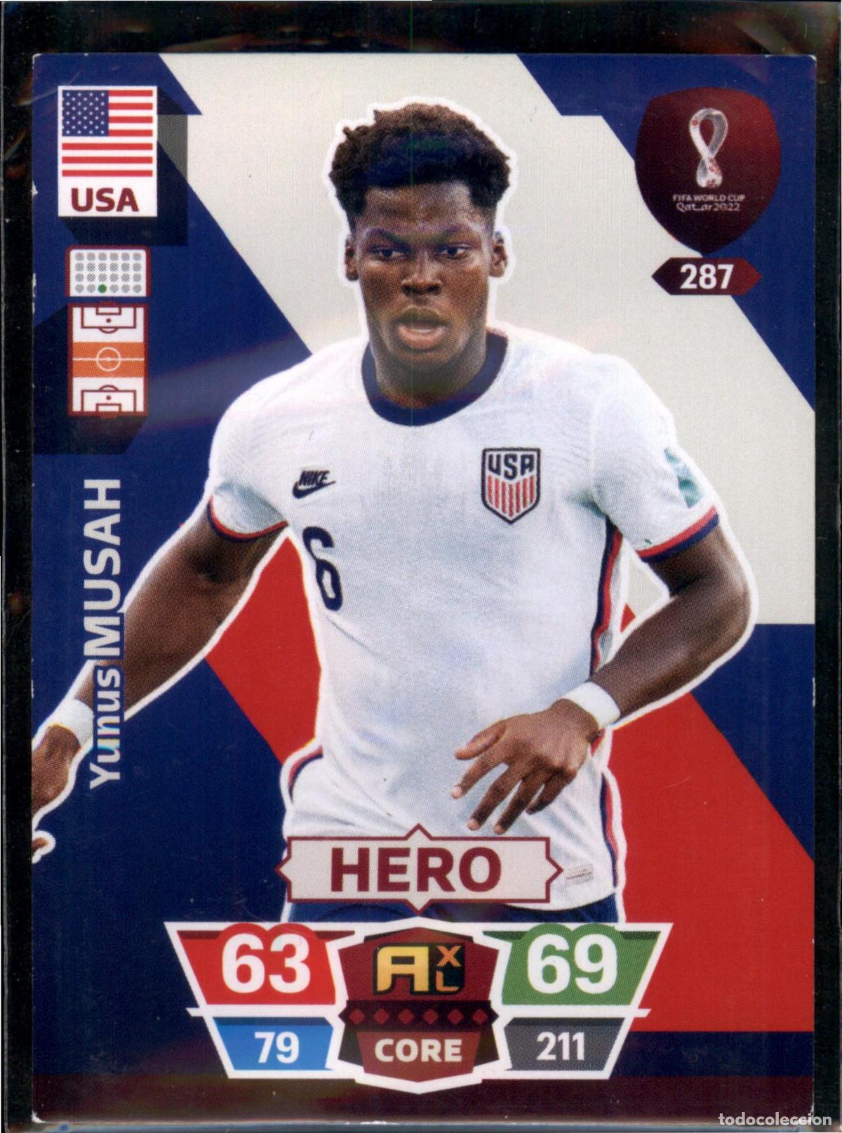 Cromos de F&uacute;tbol: Musah Hero N&ordm; 287 Estados Unidos Mundial Qatar Adrenalyn XL 2022 Panini 22 FIFA World Cup