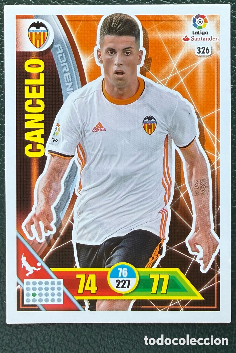 Cromos de Futebol: 326 CANCELO VALENCIA CF FICHAS ALBUM ADRENALYN XL 2016 2017 16 17