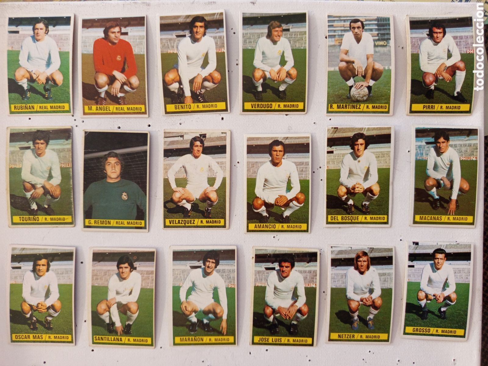 Cromos de F&uacute;tbol: Cromos Real Madrid 1974 1975 74 75 SIN PEGAR Ediciones ESTE liga espa&ntilde;ola, MACANAS , DEL BOSQUE...