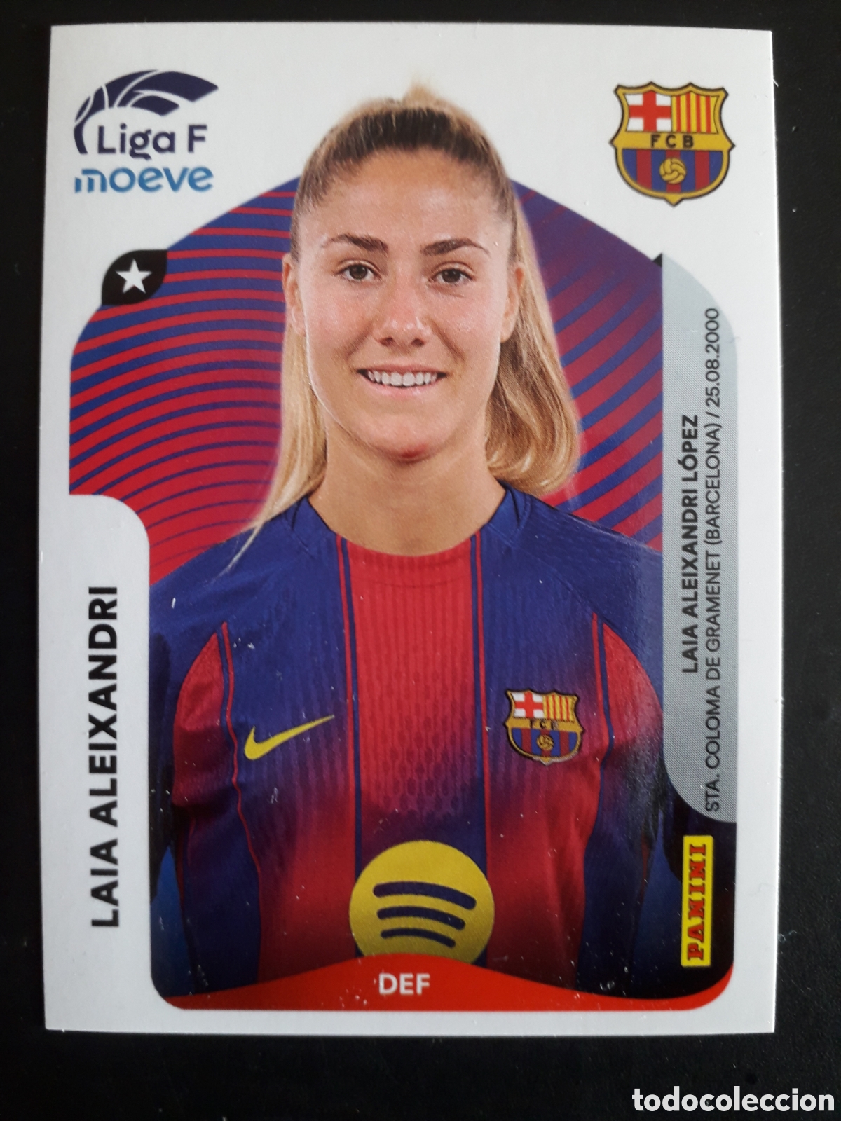 Cromos de F&uacute;tbol: LAIA ALEIXANDRI FC BARCELONA N&deg; 89 LIGA F FEMENINA 2025 2026 25 26 PANINI SIN PEGAR PEDIDO M&Iacute;NIMO 3&euro;