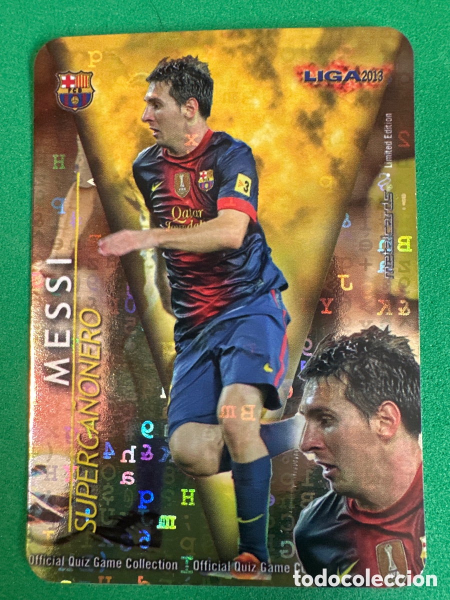Football Stickers: 1/1 MESSI (F.C.BARCELONA) SUPERCA&Ntilde;ONERO LETRAS MUNDICROMO 2013 12 13 LIMITED EDITION METALCARD