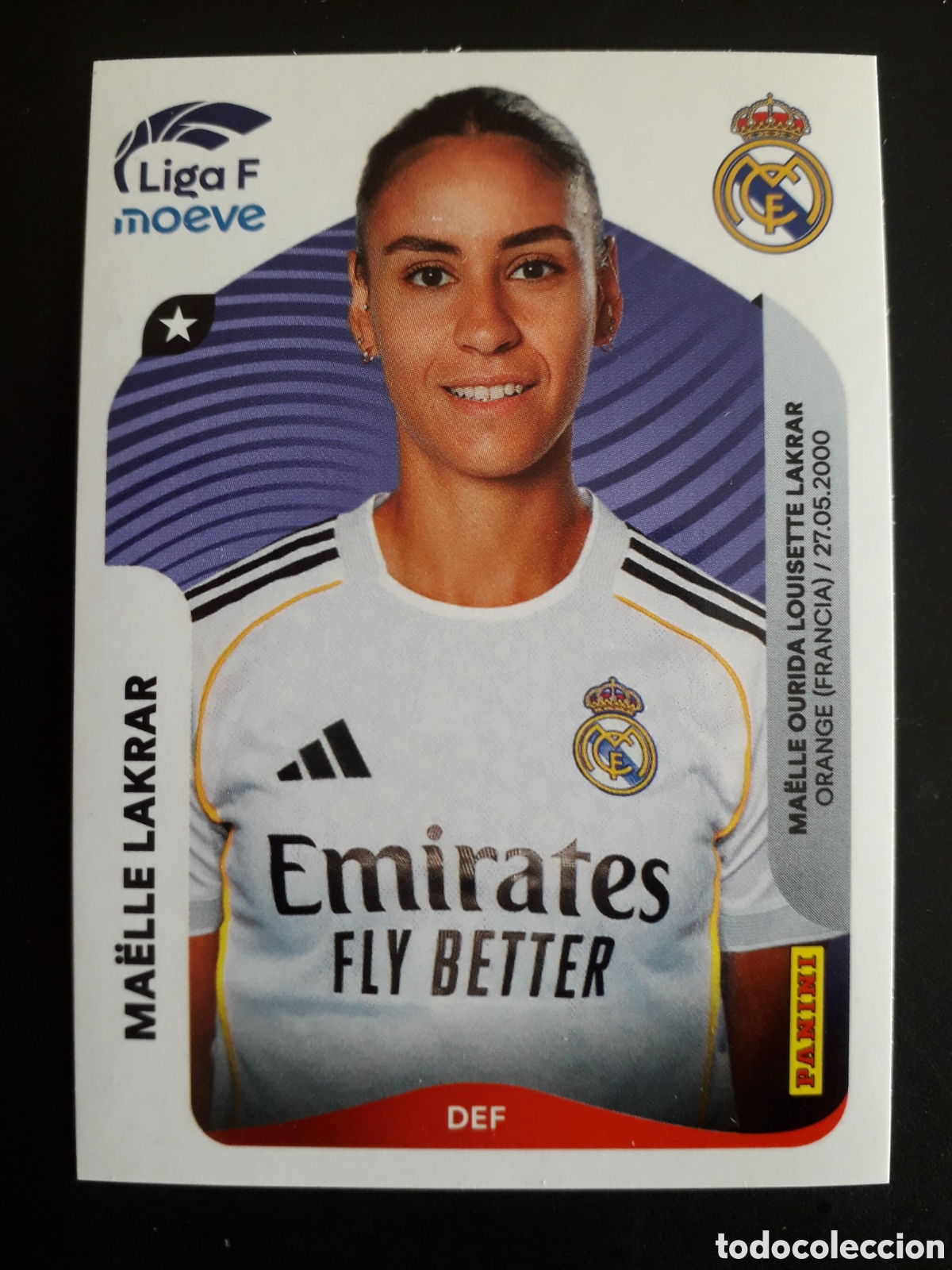 Cartes &agrave; collectionner de Football: MA&Euml;LLE LAKRAR REAL MADRID N&deg; 269 LIGA F FEMENINA 2025 2026 25 26 PANINI SIN PEGAR PEDIDO M&Iacute;NIMO 3&euro;.