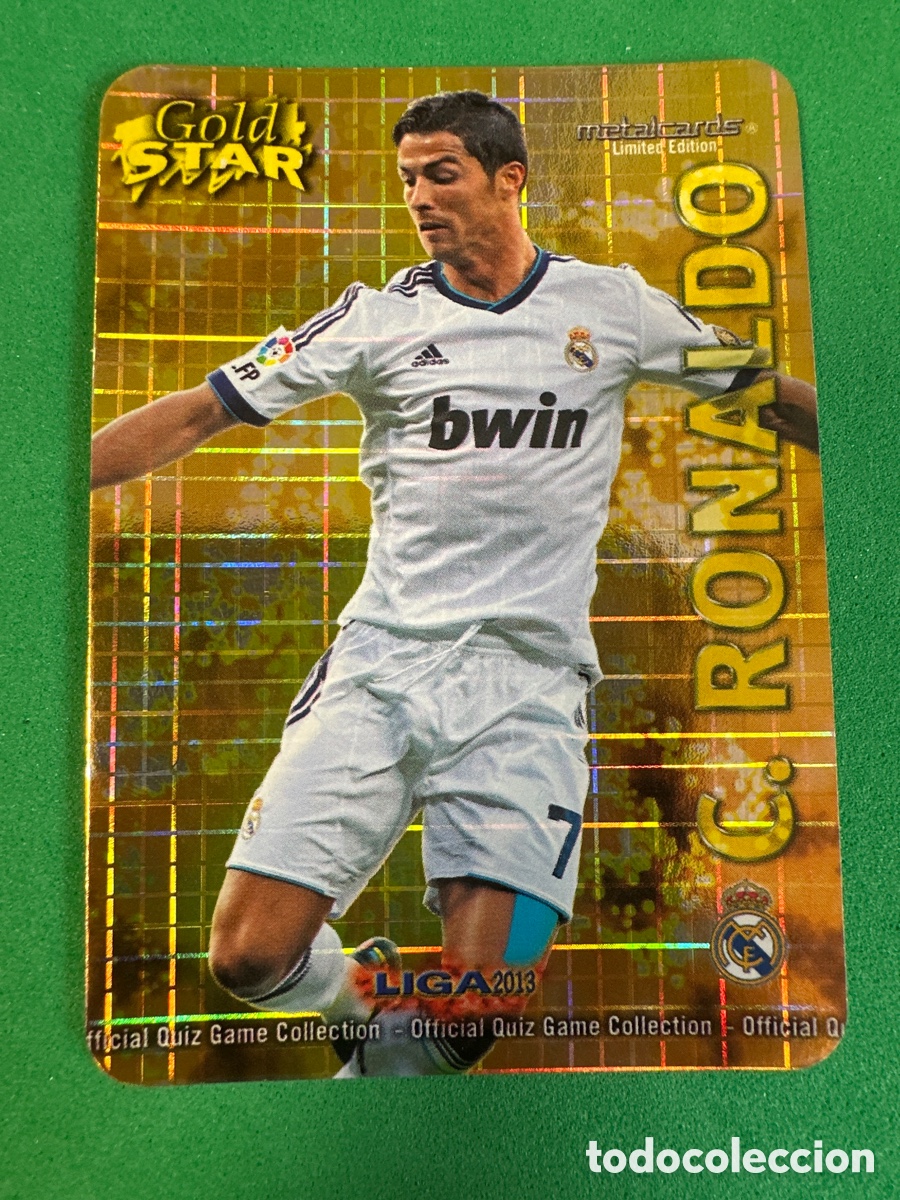 Cartes &agrave; collectionner de Football: 7/45 CRISTIANO RONALDO(R.MADRID) GOLDSTAR CUADROS MUNDICROMO 2013 12 13 METALCARD MUY DIFICIL