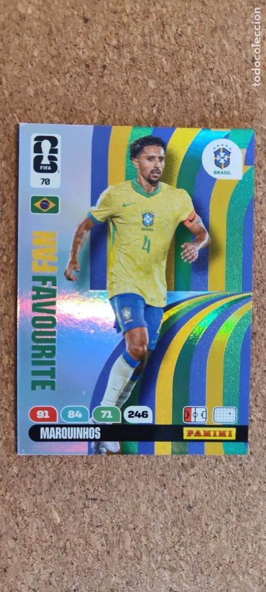 Cromos de F&uacute;tbol: ADRENALYN XL FIFA WORLD CUP 2026 CARD FAN FAVOURITE MARQUINHOS BRASIL # 70 PANINI