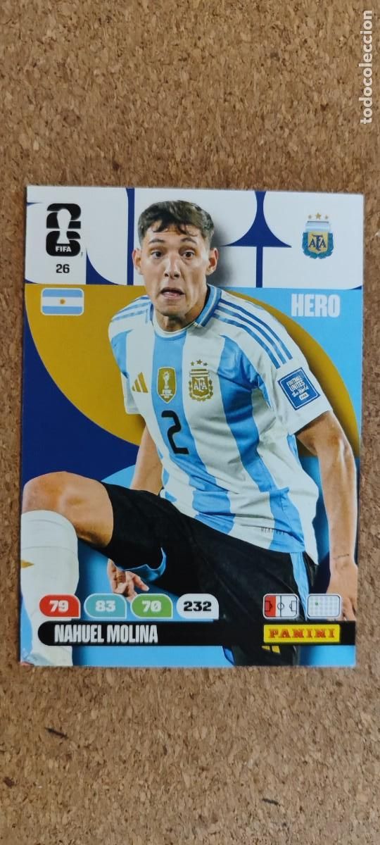 Cromos de F&uacute;tbol: ADRENALYN XL FIFA WORLD CUP 2026 CARD NAHUEL MOLINA ARGENTINA # 26 PANINI