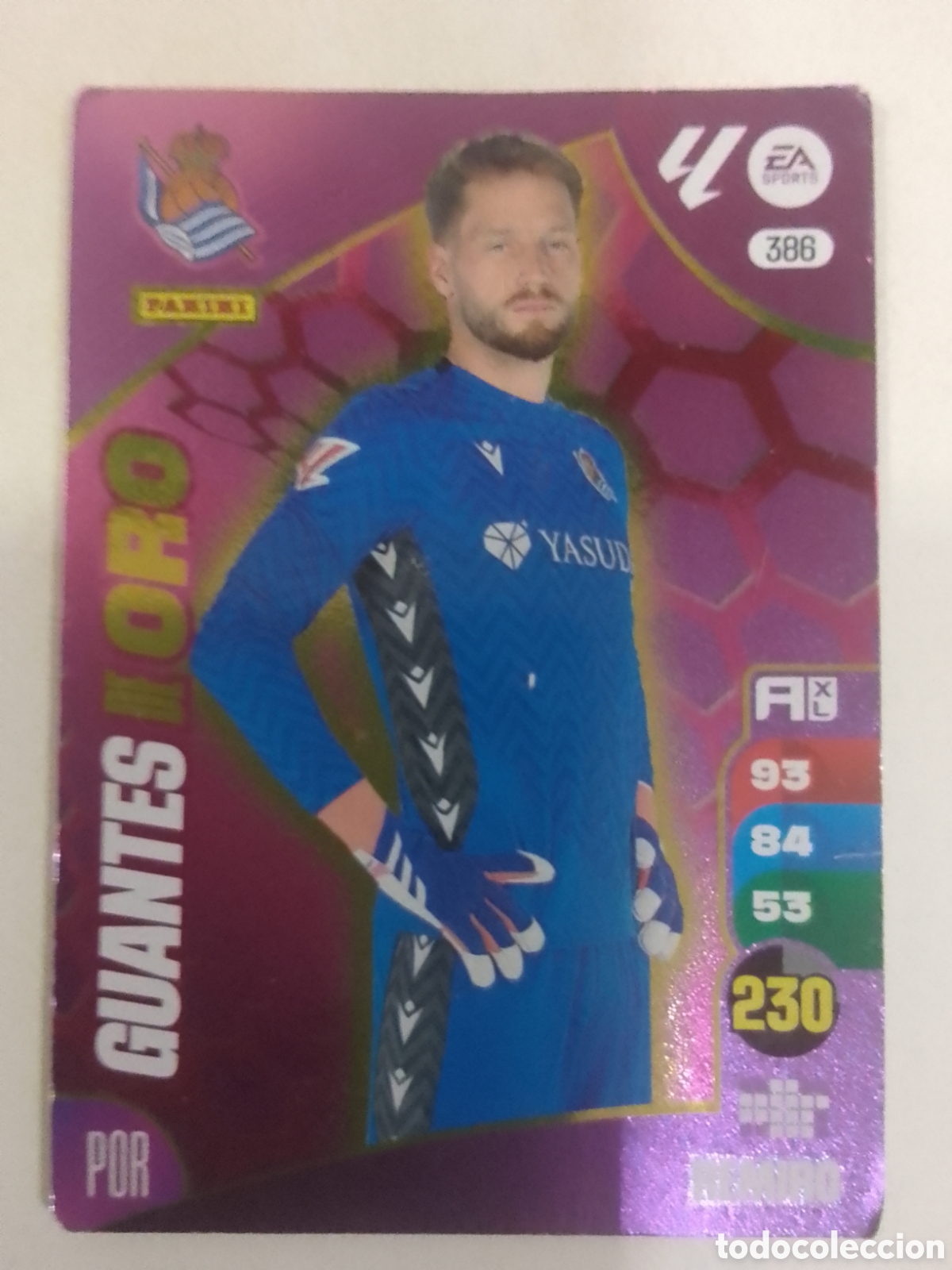 Cromos de F&uacute;tbol: Adrenalyn XL 2024-25 n&deg; 386 Remiro &bull; Real Sociedad. GUANTES DE ORO.