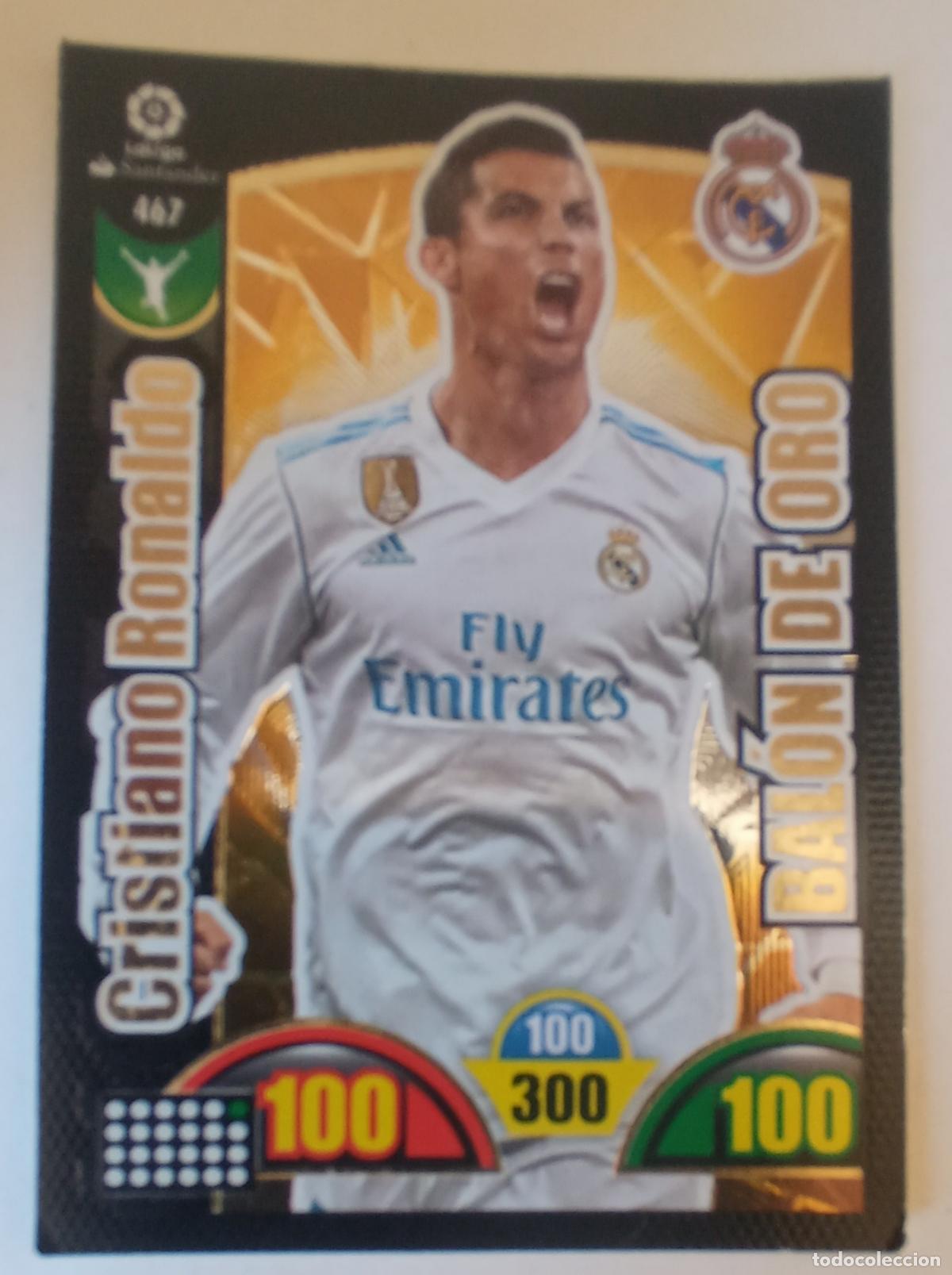 Cromos de F&uacute;tbol: CRISTIANO RONALDO. BAL&Oacute;N DE ORO. ADRENALYN 2017-18. N&ordm; 467. REAL MADRID