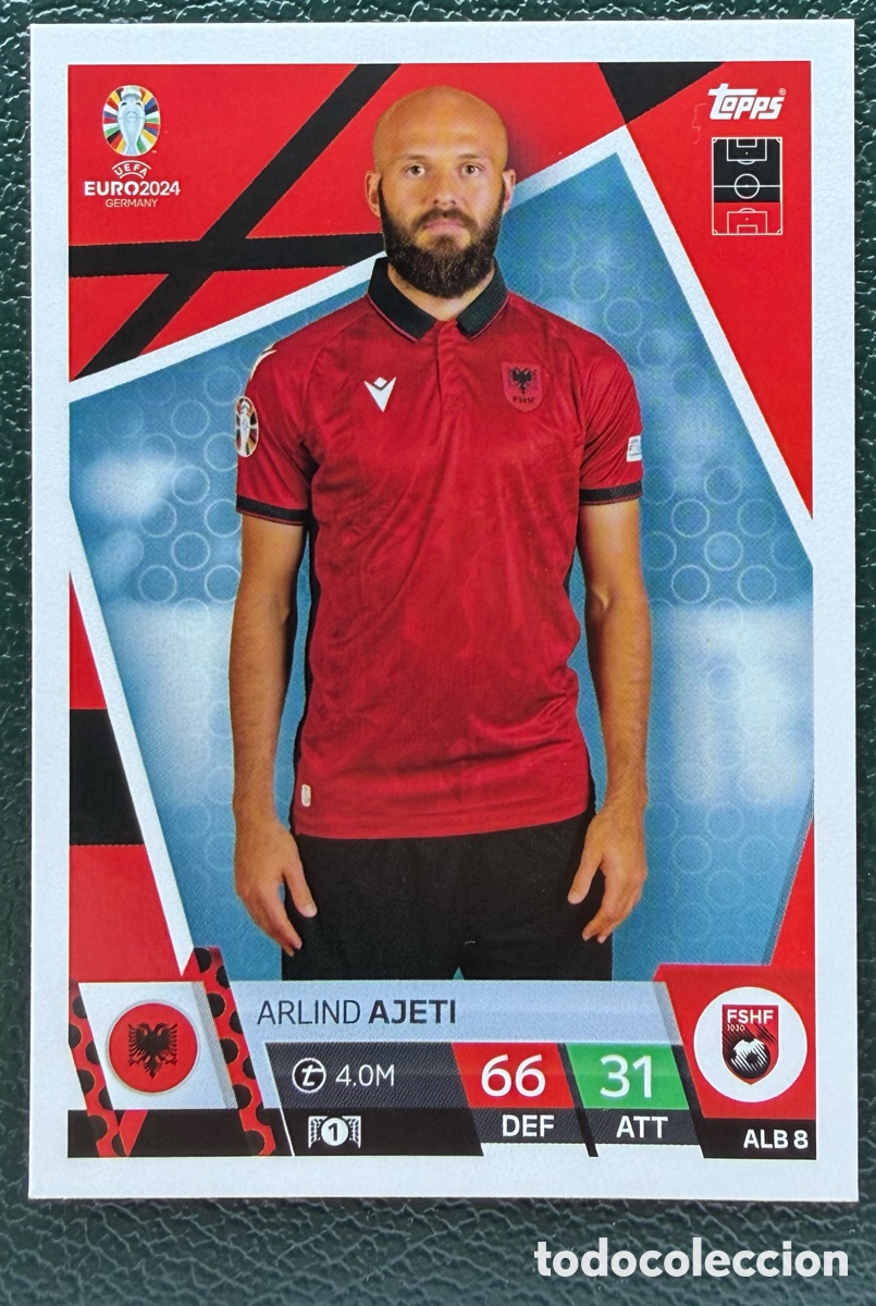Cromos de F&uacute;tbol: ALB 8 ARLIND AJETI ALBANIA FICHAS ALBUM TOPPS UEFA EURO 2024 MATCH ATTAX