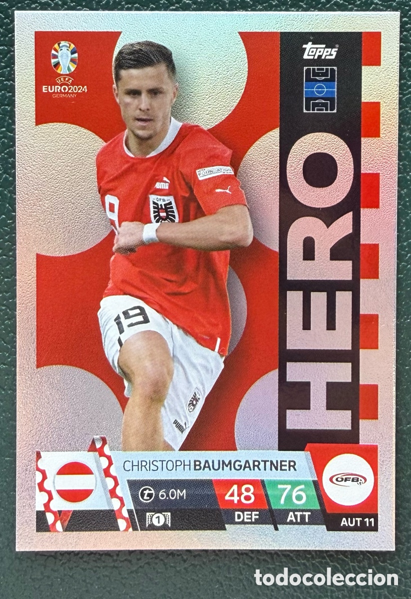 Cromos de Futebol: AUT 11 CHRISTOPH BAUMGARTNER AUSTRIA HERO FICHAS ALBUM TOPPS UEFA EURO 2024 MATCH ATTAX