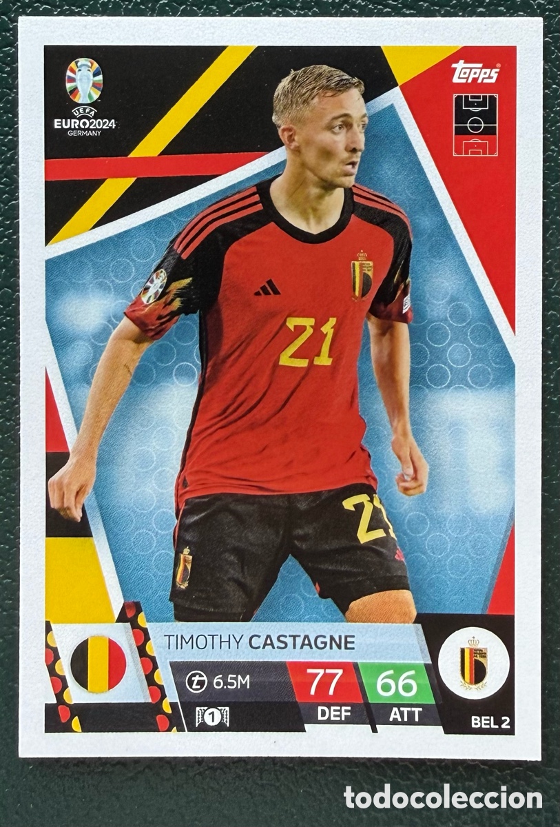 Cromos de Futebol: BEL 2 TIMOTHY CASTAGNE BELGICA FICHAS ALBUM TOPPS UEFA EURO 2024 MATCH ATTAX