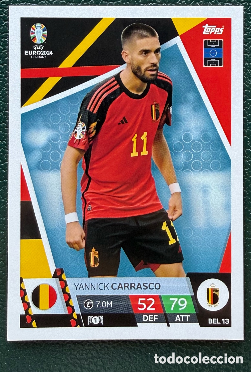 Cromos de Futebol: BEL 13 YANNICK CARRASCO BELGICA FICHAS ALBUM TOPPS UEFA EURO 2024 MATCH ATTAX